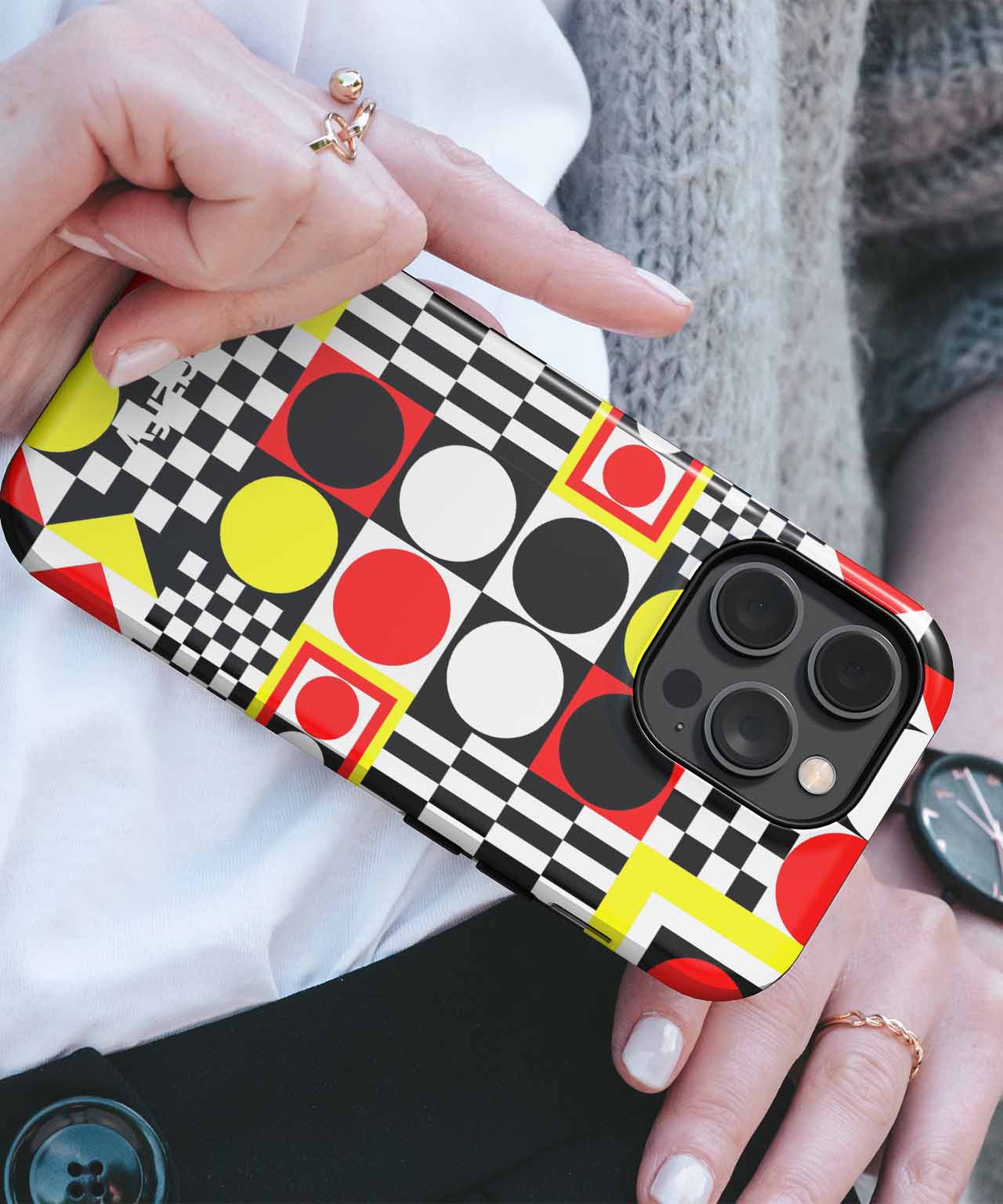 Playful Bold Shapes Dancing Together iPhone case Case Cazify - Delivery Canada