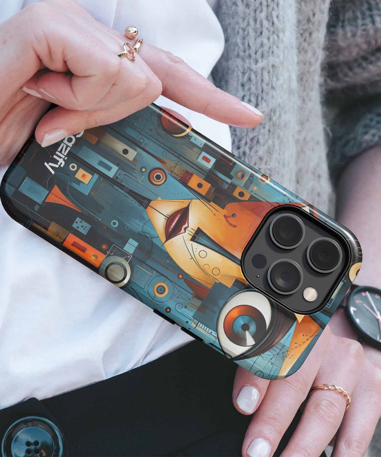 Quirky Abstract Face in Vibrant Colors iPhone case Case Cazify - Delivery Canada