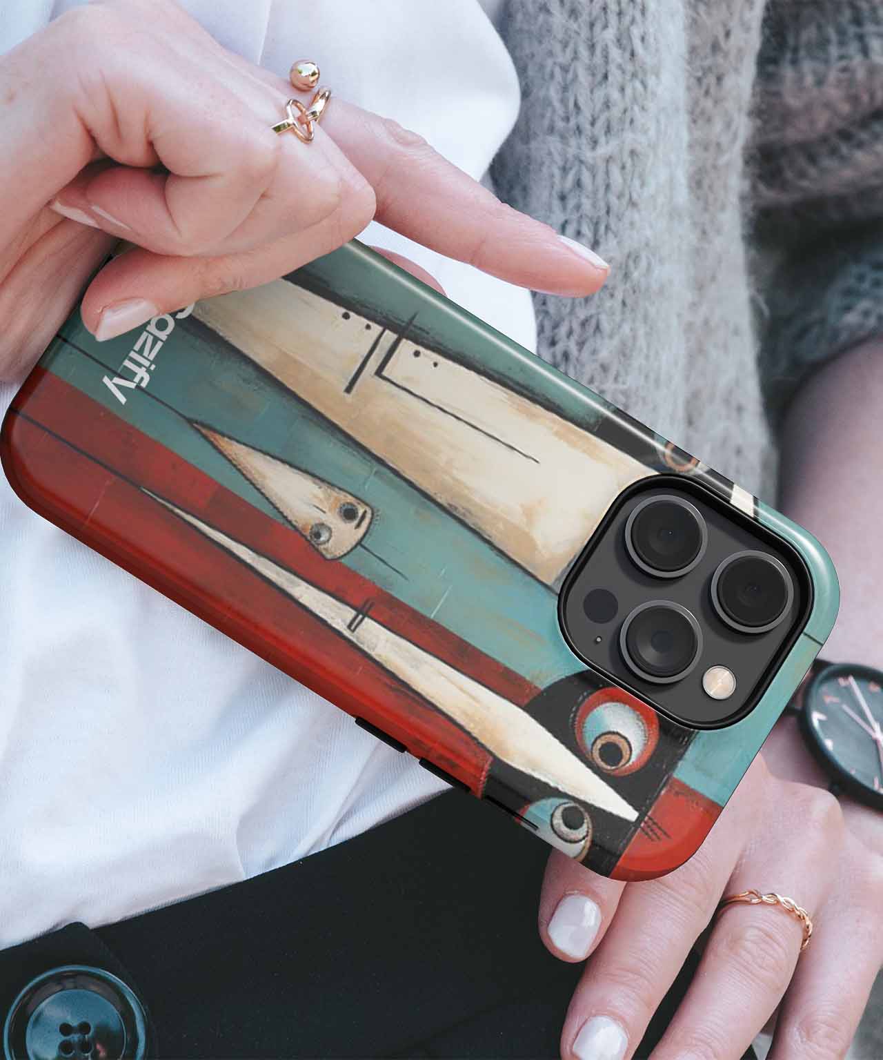 Quirky Family Portrait with Peculiar Expressions iPhone case Case Cazify - Delivery Canada