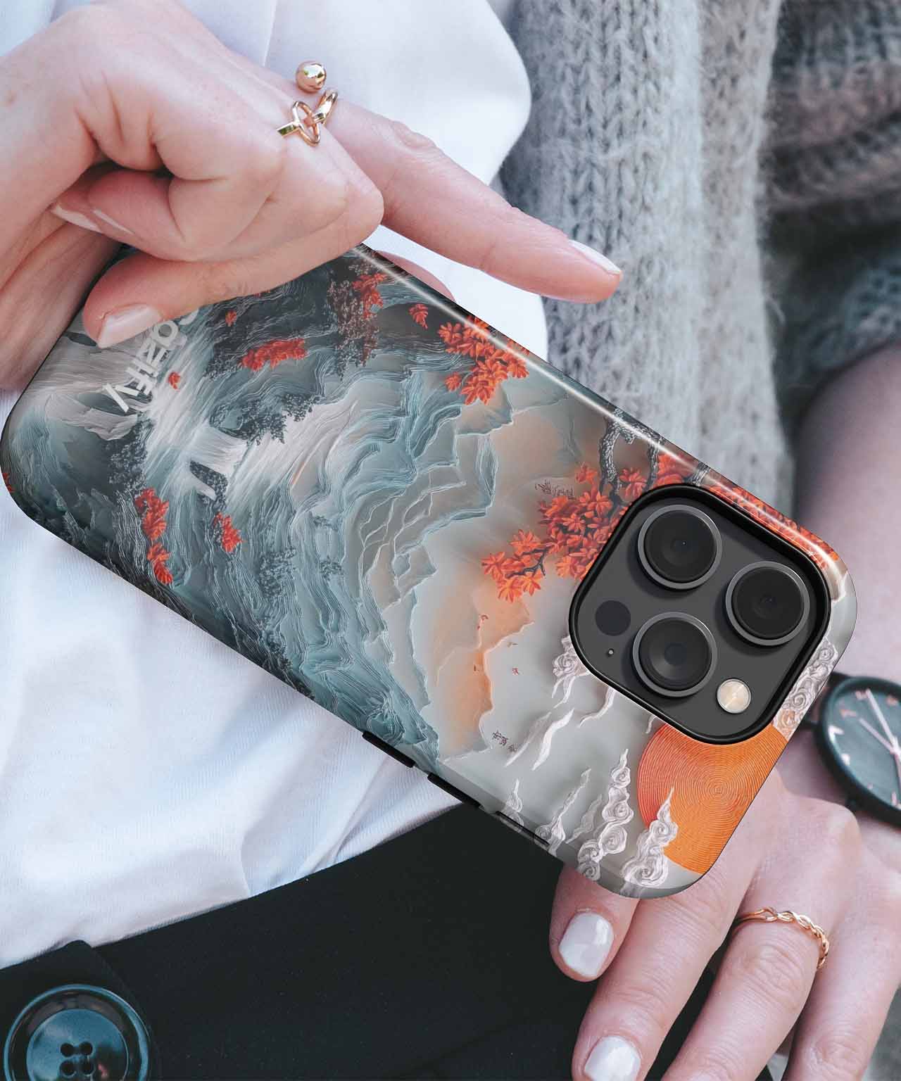 Radiant Sunset on Serene Mountains iPhone case Case Cazify - Delivery Canada