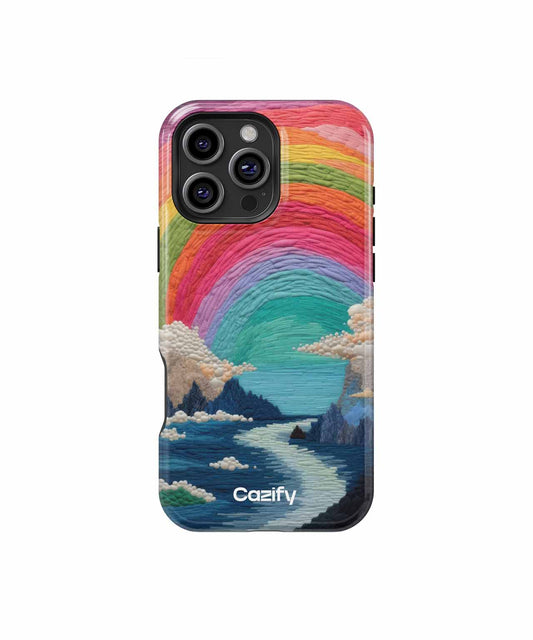 Cazify Canada - Colorful rainbow and ocean waves painting on a protective phone case with triple camera cutout.