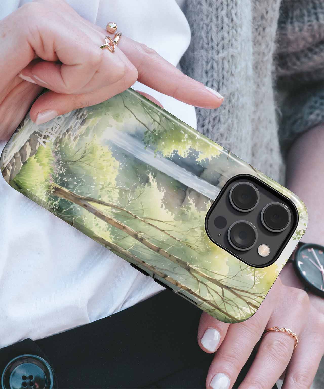 Refreshing Nature Escape with Waterfall iPhone case Case Cazify - Delivery Canada