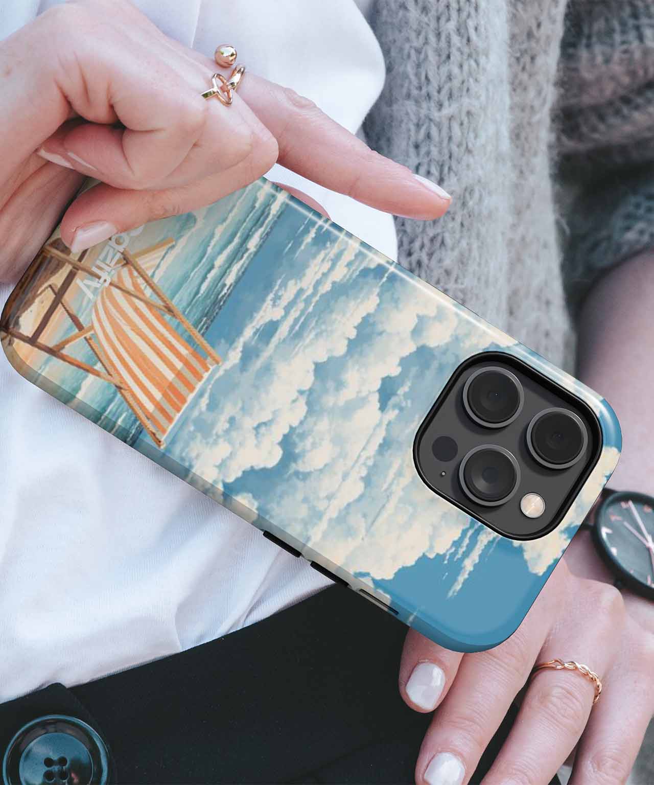 Relaxing Beach Chair Under Fluffy Clouds iPhone case Case Cazify - Delivery Canada