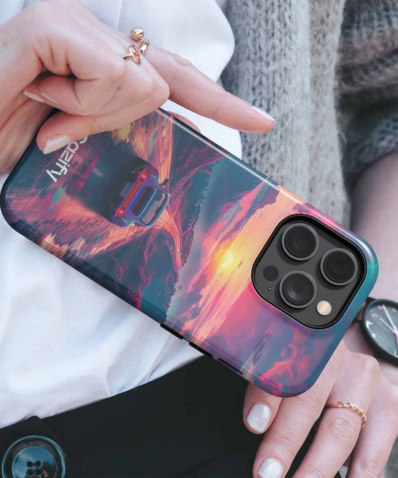 Retro Road Trip Sunset Vibes iPhone case Case Cazify - Delivery Canada