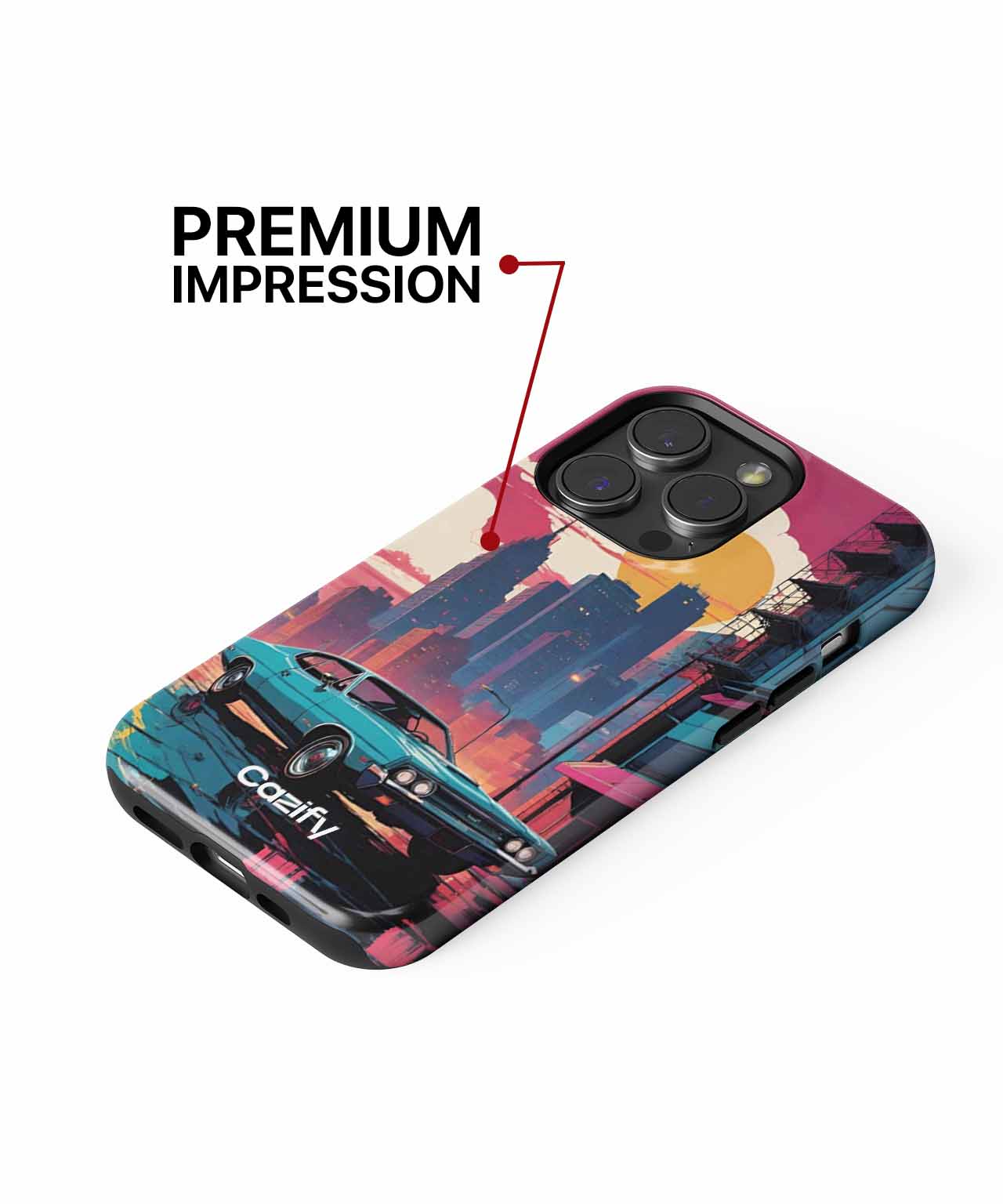 Retro Road Trip Vibes in Neon City iPhone case Case Cazify - Delivery Canada