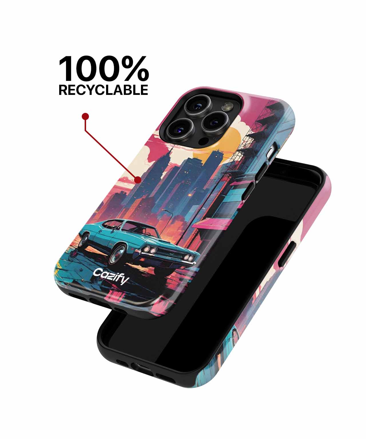 Retro Road Trip Vibes in Neon City iPhone case Case Cazify - Delivery Canada