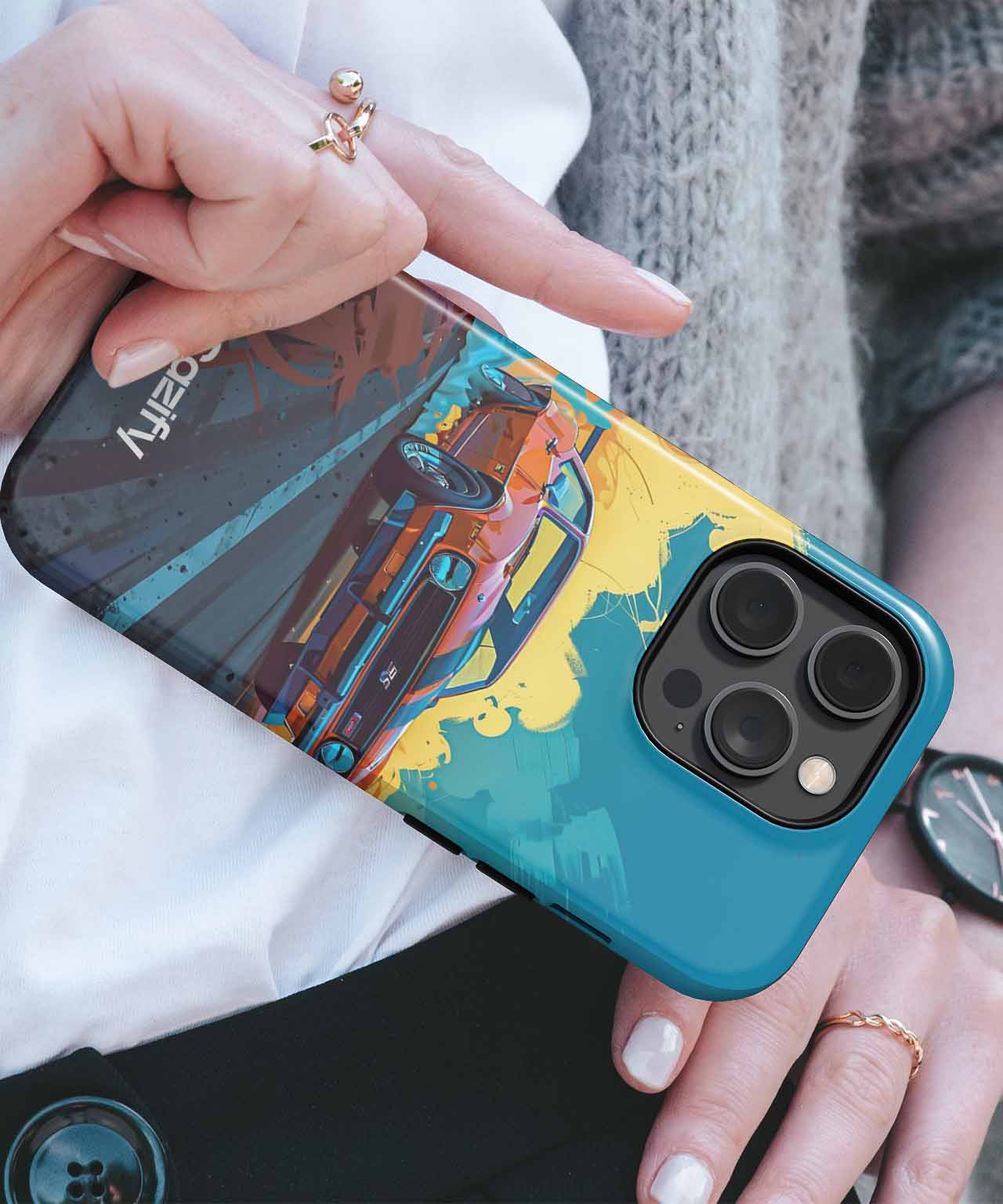 Revved Up Retro Ride Through Colors iPhone case Case Cazify - Delivery Canada