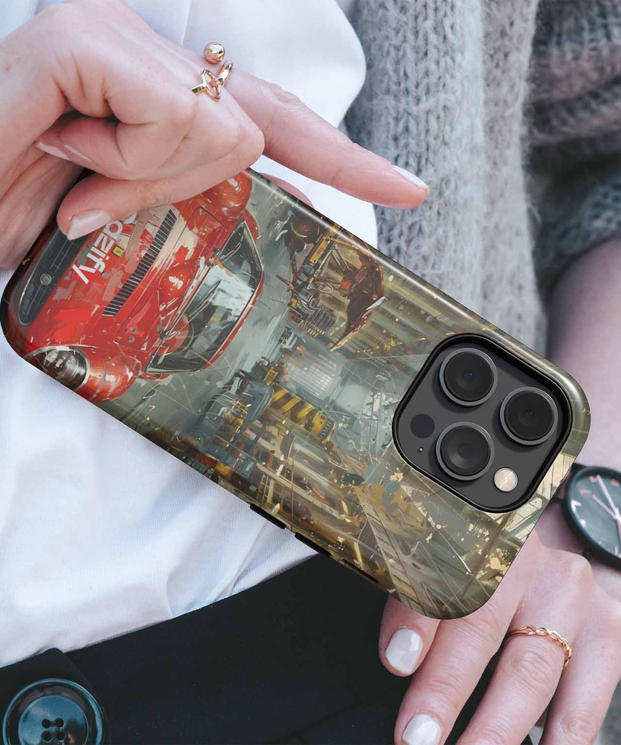Revving up Retro Red Speedster iPhone case Case Cazify - Delivery Canada