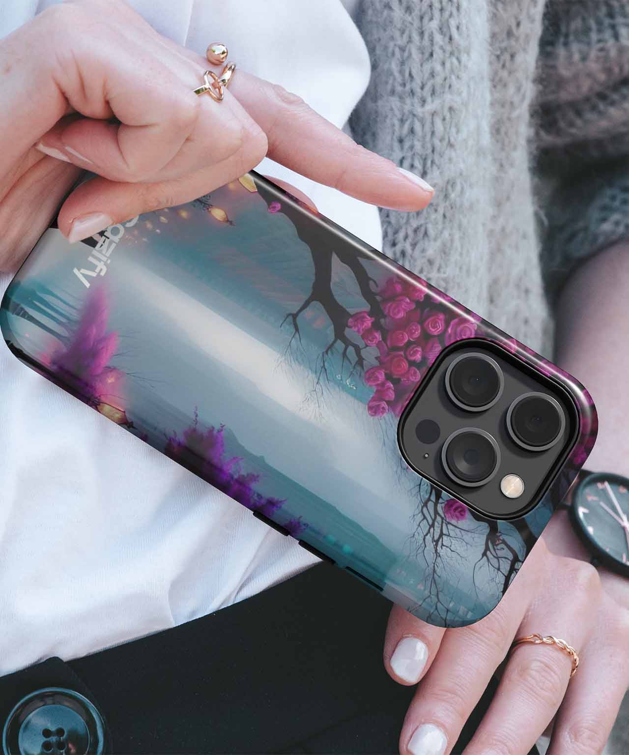 Romantic Moonlit Rose Garden Walk iPhone case Case Cazify - Delivery Canada