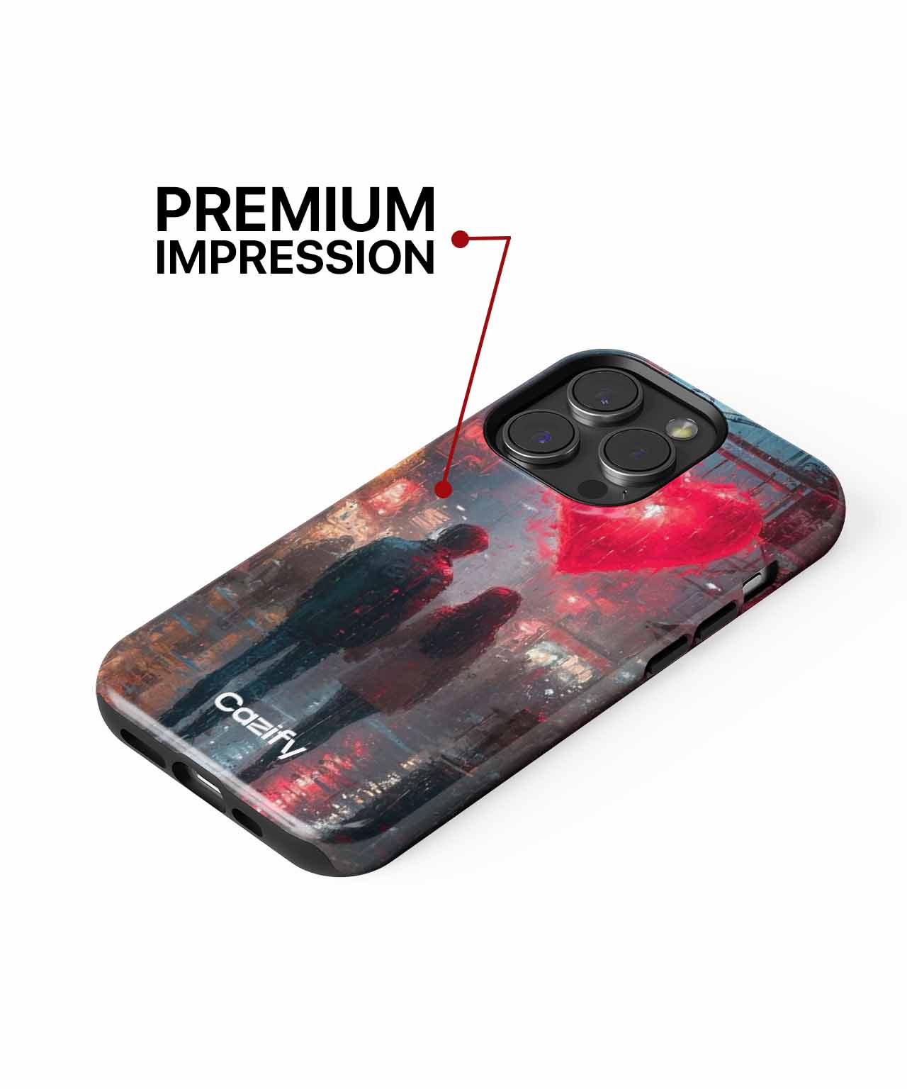 Romantic rainy evening under neon heart iPhone case Case Cazify - Delivery Canada
