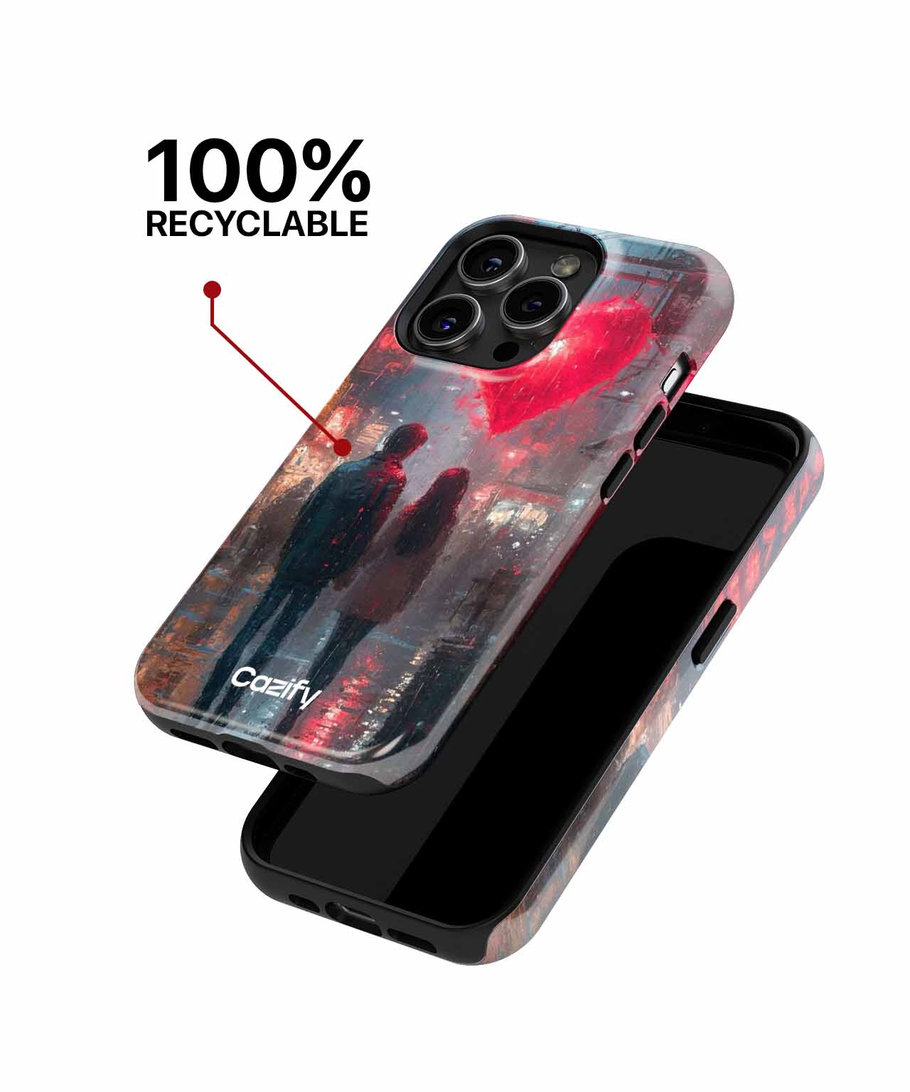Romantic rainy evening under neon heart iPhone case Case Cazify - Delivery Canada