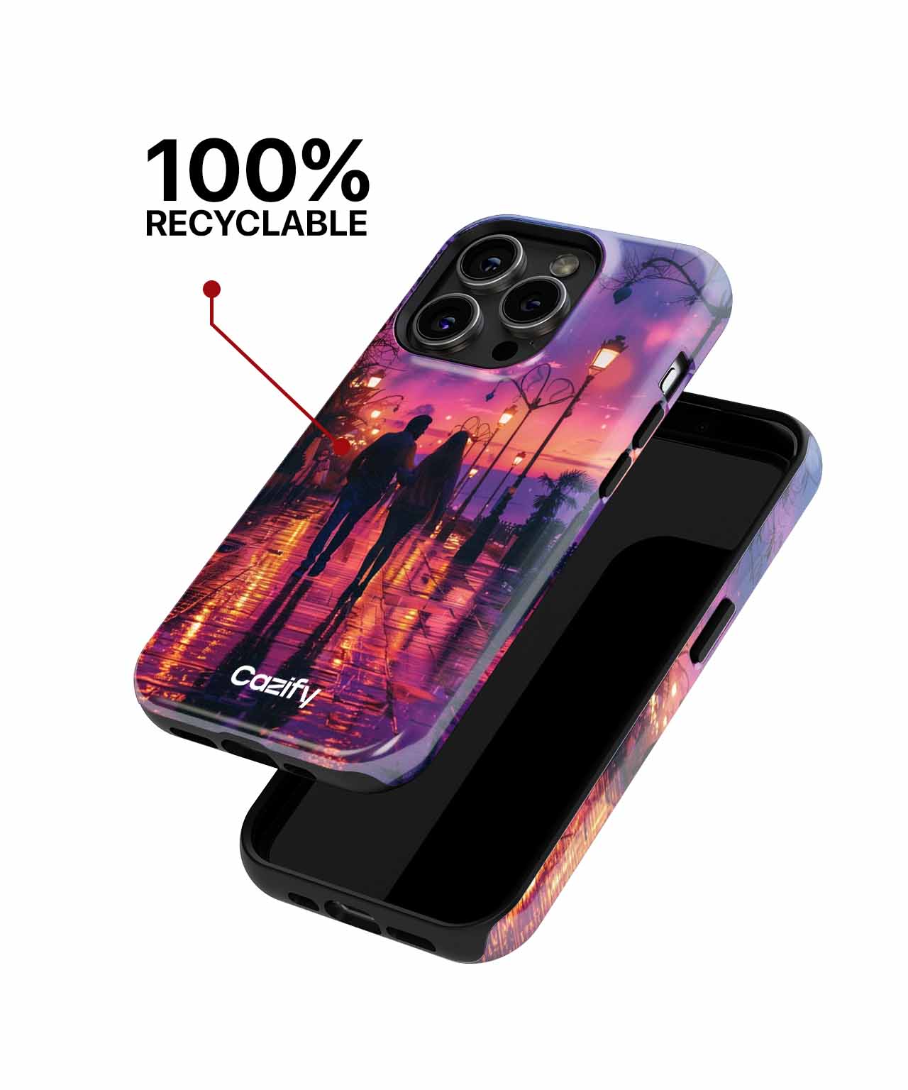 Romantic Sunset Stroll with Reflections iPhone case Case Cazify - Delivery Canada