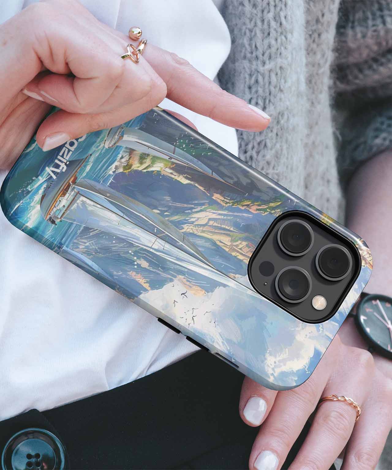 Sailing Through Colorful Coastal Waves iPhone case Case Cazify - Delivery Canada