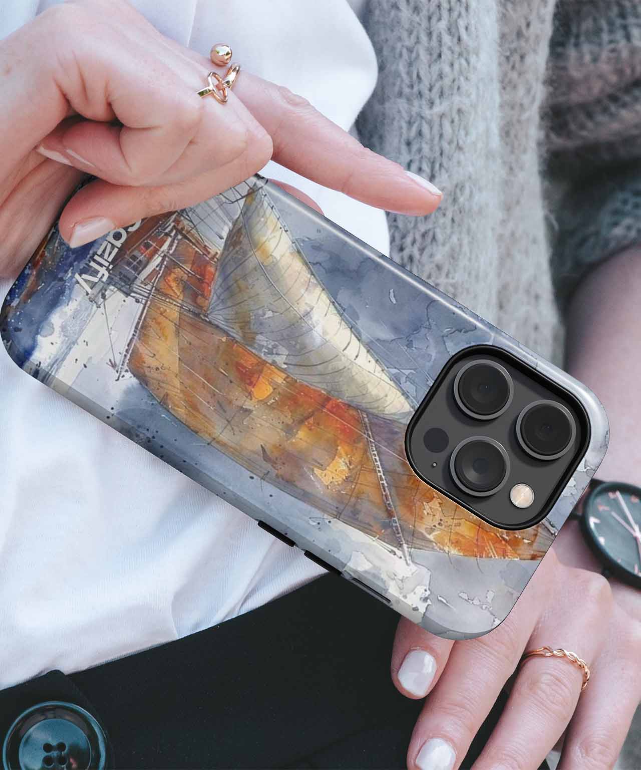 Sailing Through the Stormy Waves iPhone case Case Cazify - Delivery Canada