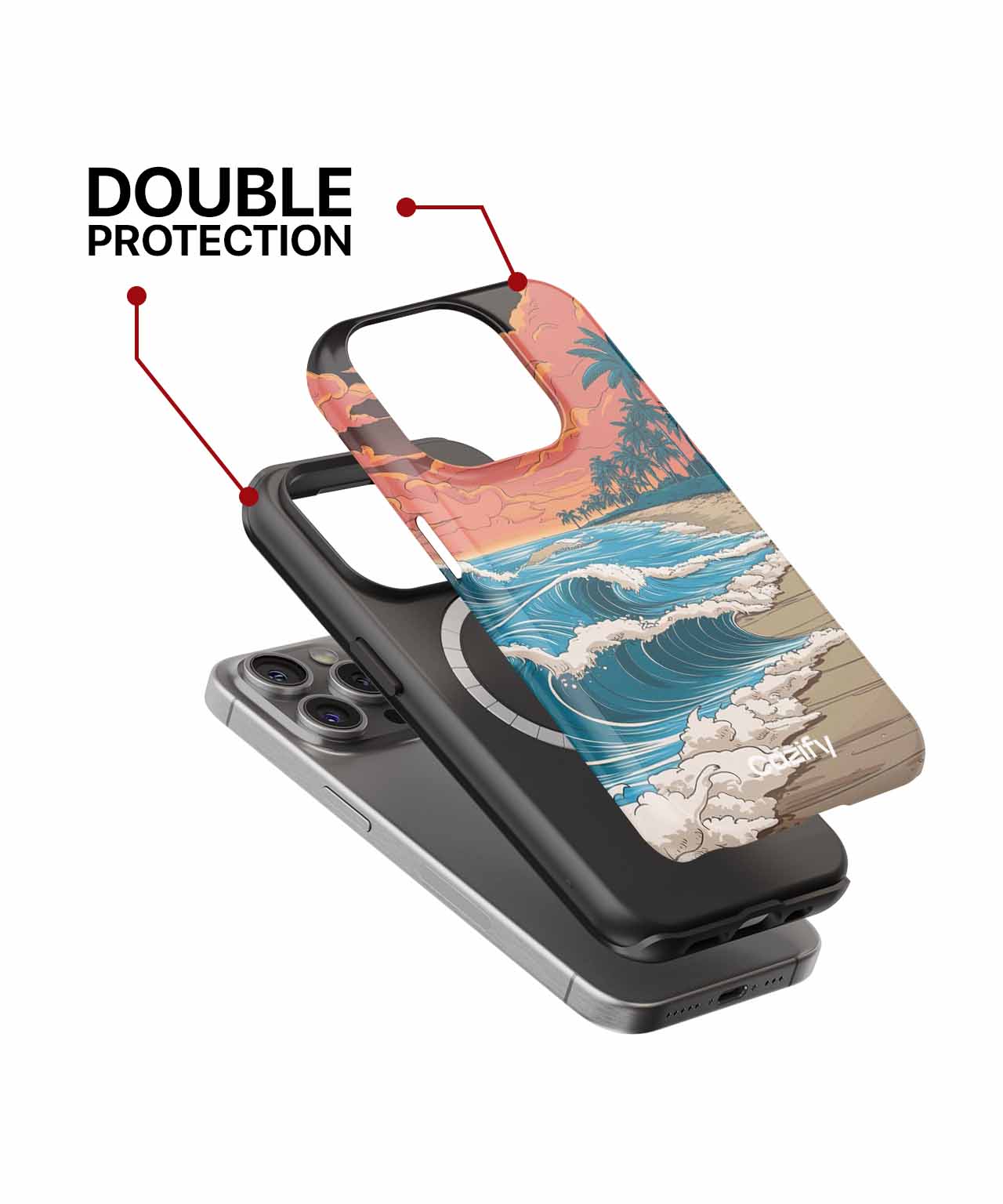 Sandy Beach Waves Under Bright Sunset iPhone case Case Cazify - Delivery Canada
