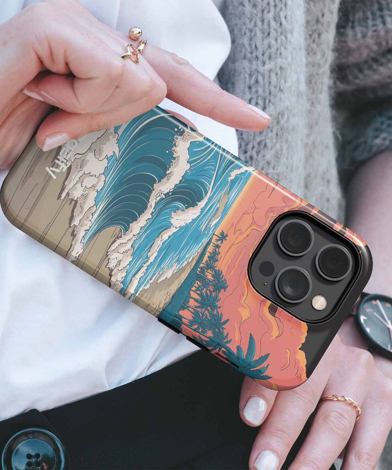 Sandy Beach Waves Under Bright Sunset iPhone case Case Cazify - Delivery Canada