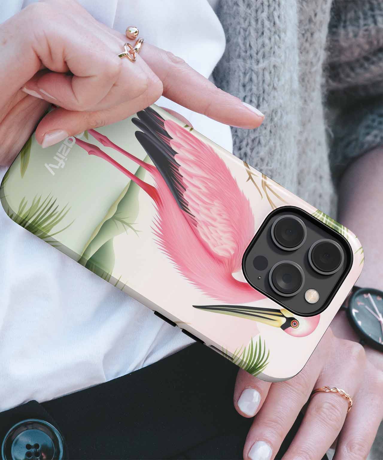 Sassy Pink Flamingo Posing Proudly iPhone case Case Cazify - Delivery Canada