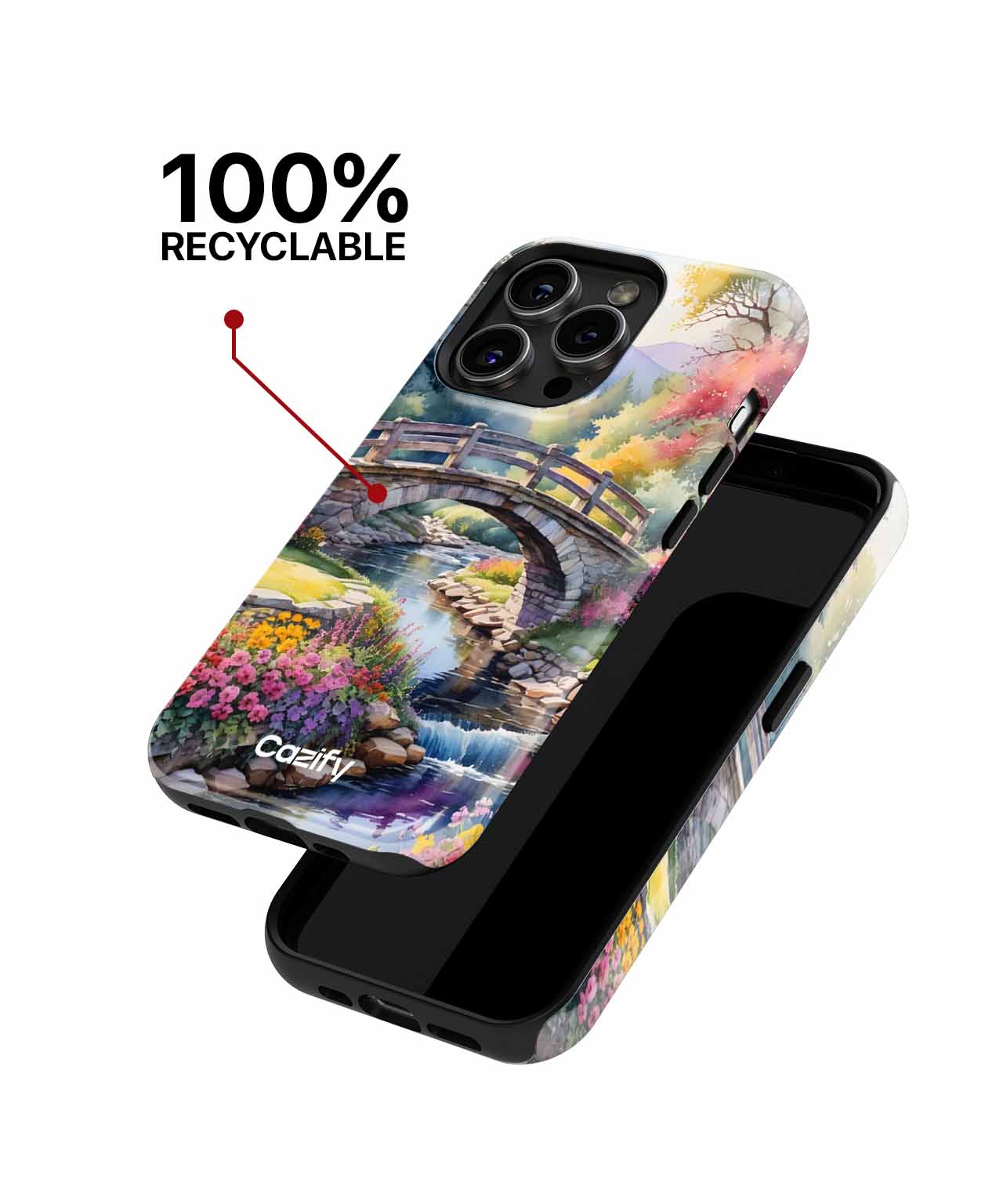 Serene Bridge Over Blooming Stream iPhone case Case Cazify - Delivery Canada