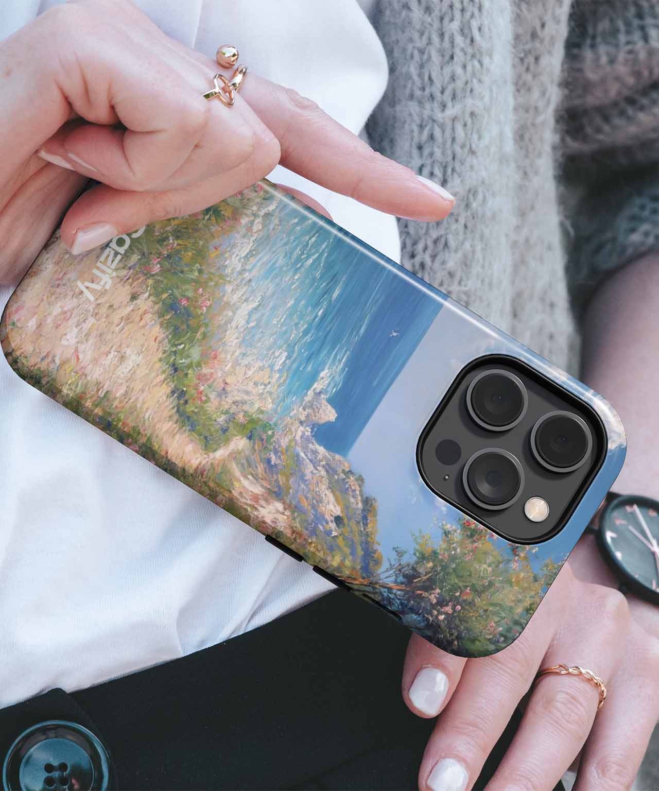 Serene Coastal Pathway with Blossoms iPhone case Case Cazify - Delivery Canada