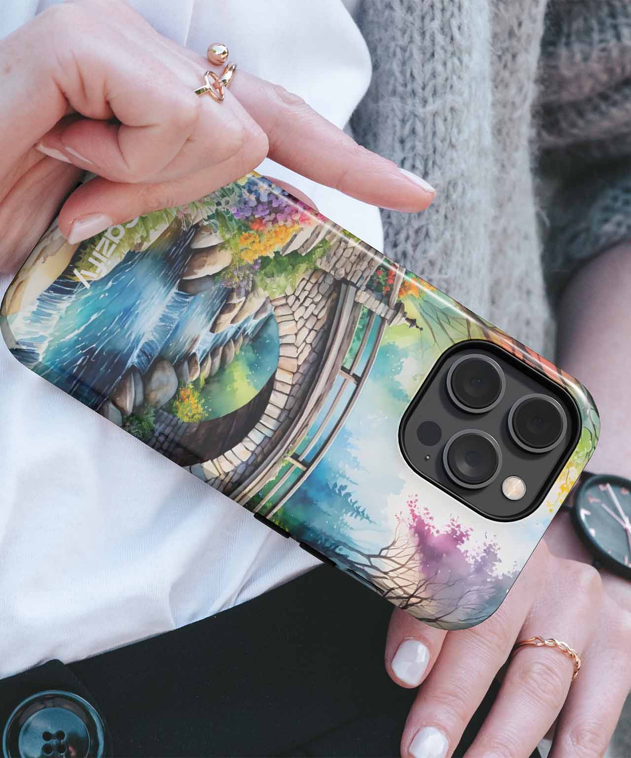 Serene Colorful Bridge Over Water iPhone case Case Cazify - Delivery Canada