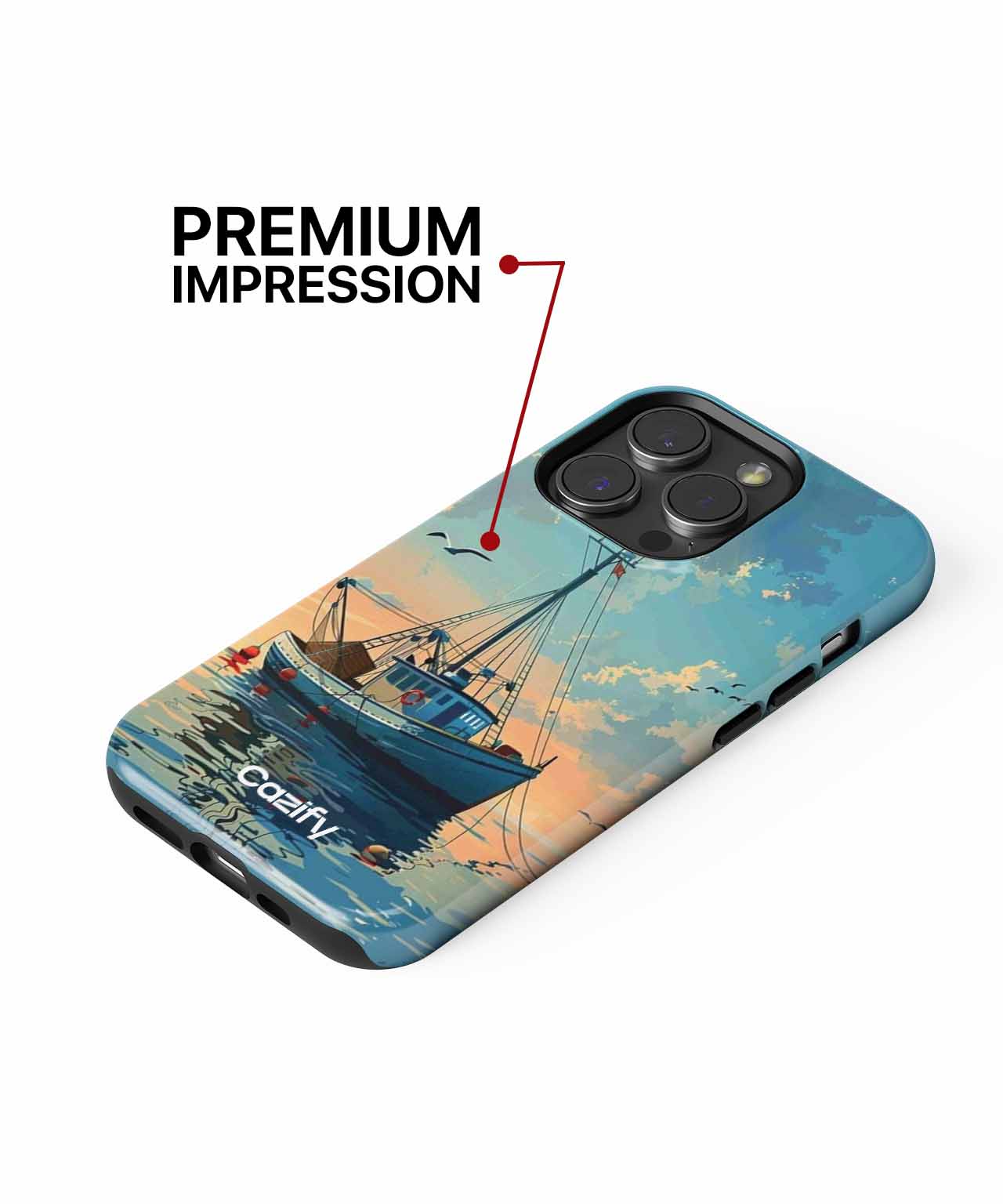Serene Fishing Boat on Calm Waters iPhone case Case Cazify - Delivery Canada