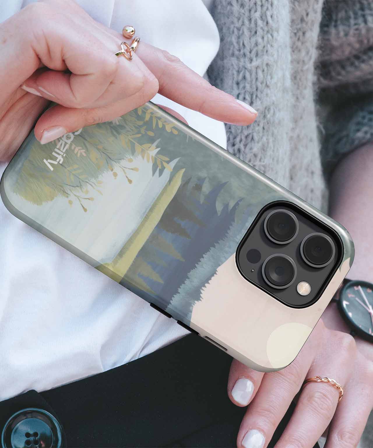 Serene Moonlit Landscape with River iPhone case Case Cazify - Delivery Canada