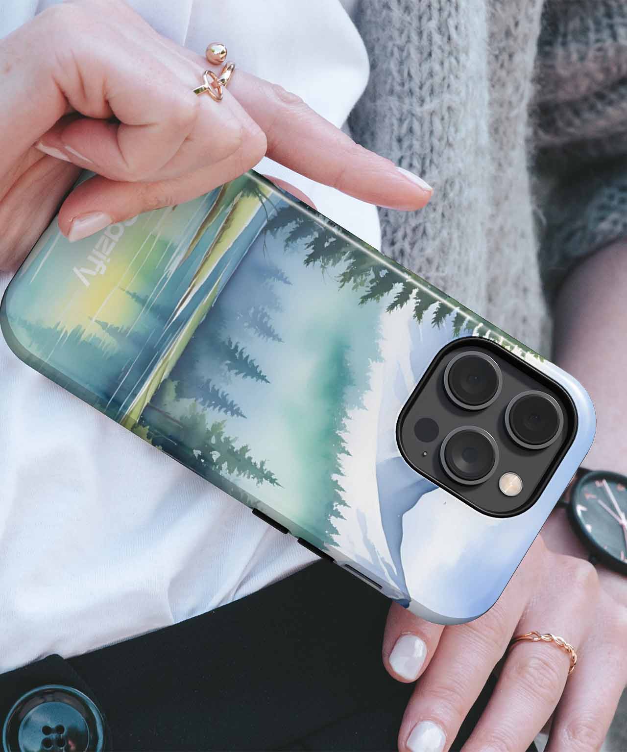 Serene Mountain Reflection in Nature iPhone case Case Cazify - Delivery Canada