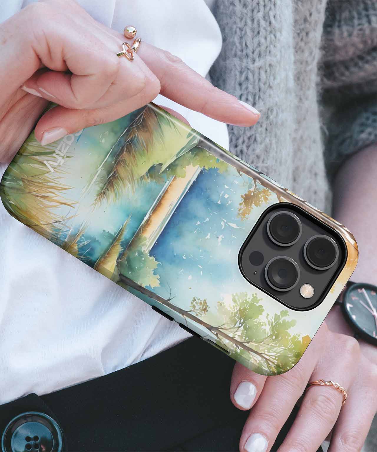 Serene Riverbank Retreat in Autumn iPhone case Case Cazify - Delivery Canada