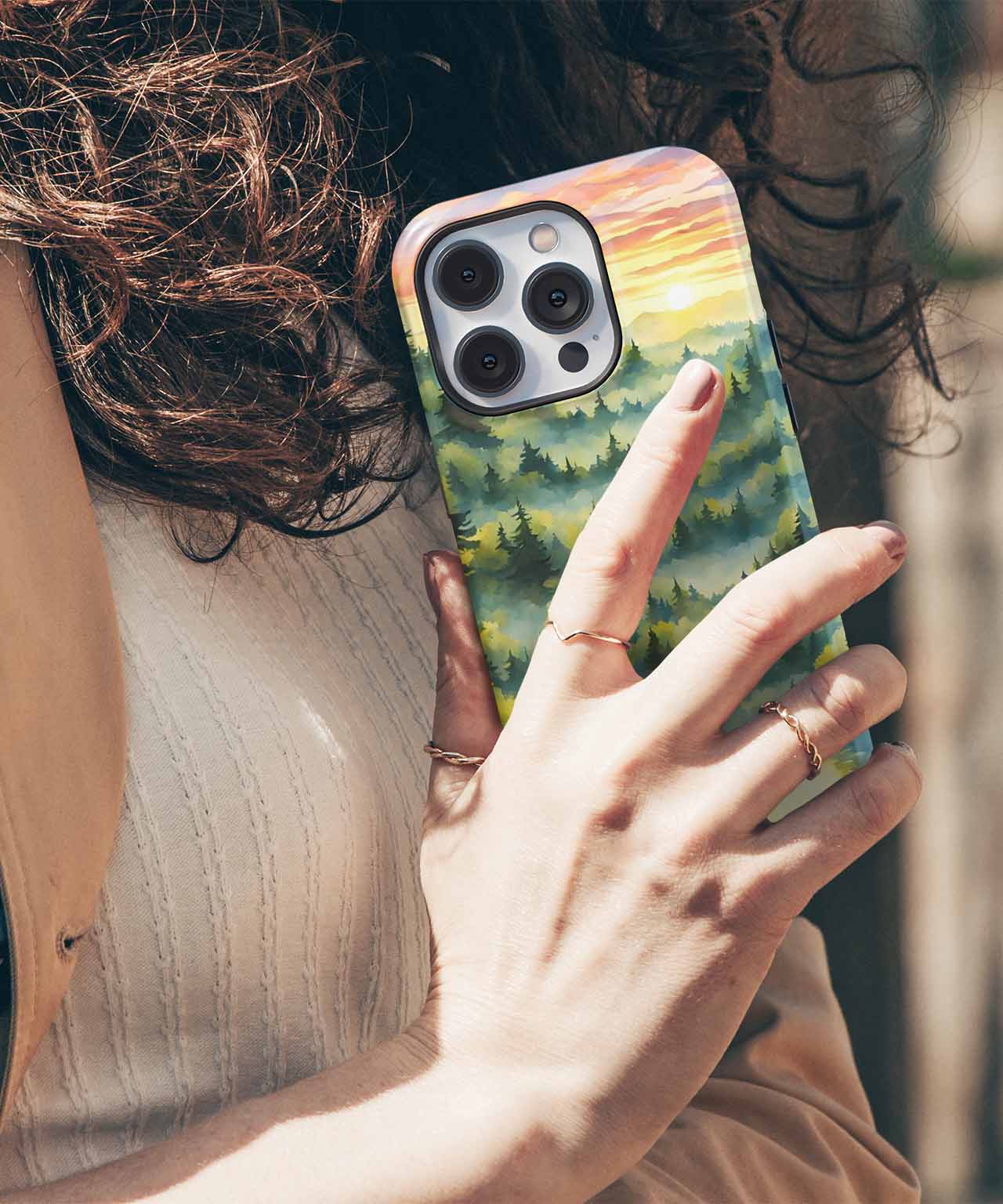 Serene Sunrise Over Misty Forest iPhone case Case Cazify - Delivery Canada