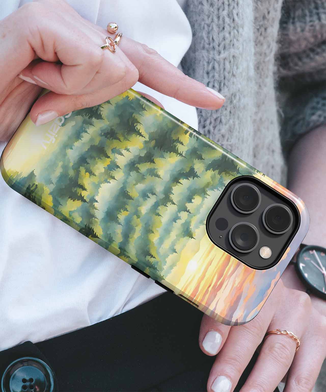 Serene Sunrise Over Misty Forest iPhone case Case Cazify - Delivery Canada