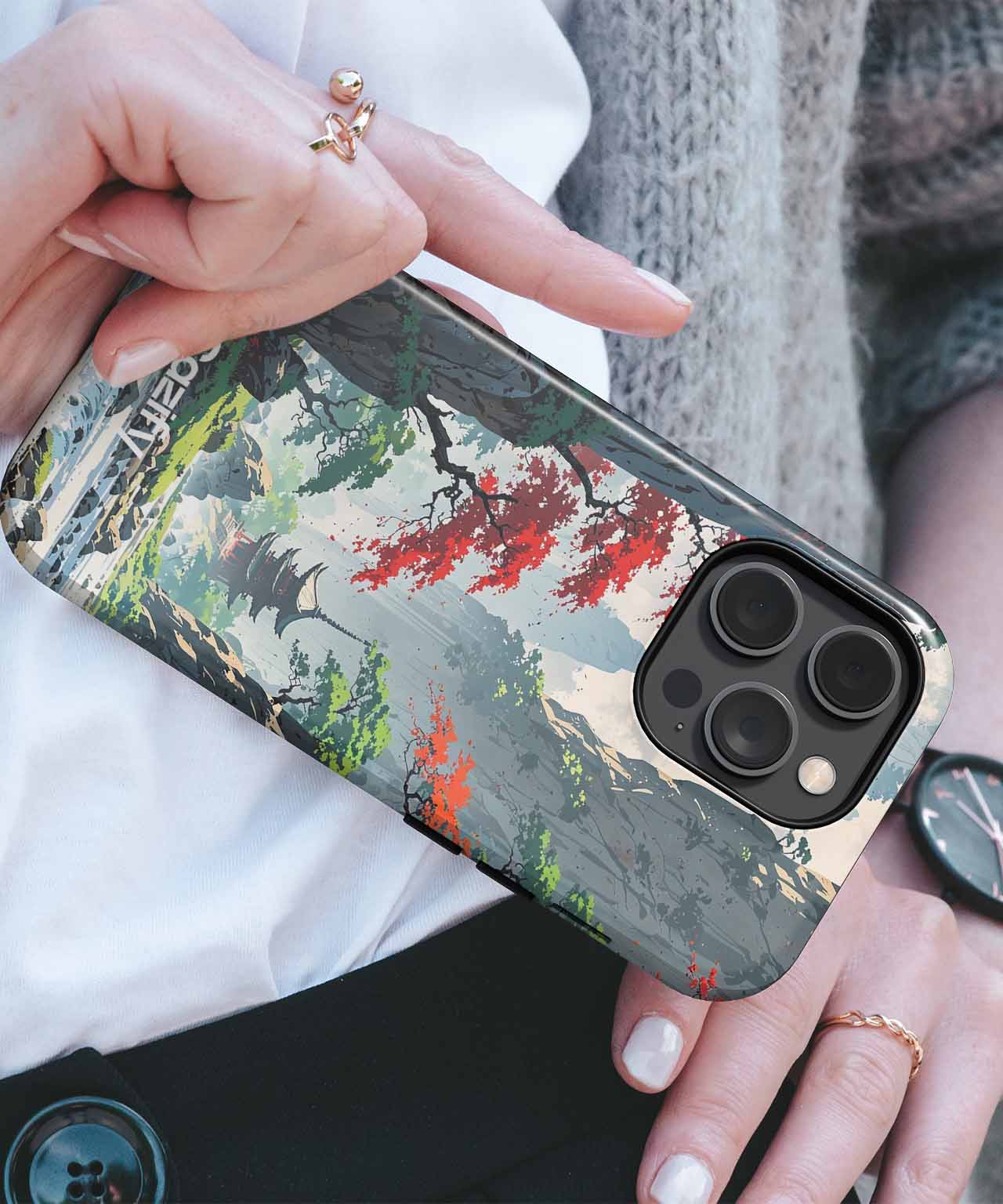 Serene Temple in Vibrant Nature iPhone case Case Cazify - Delivery Canada