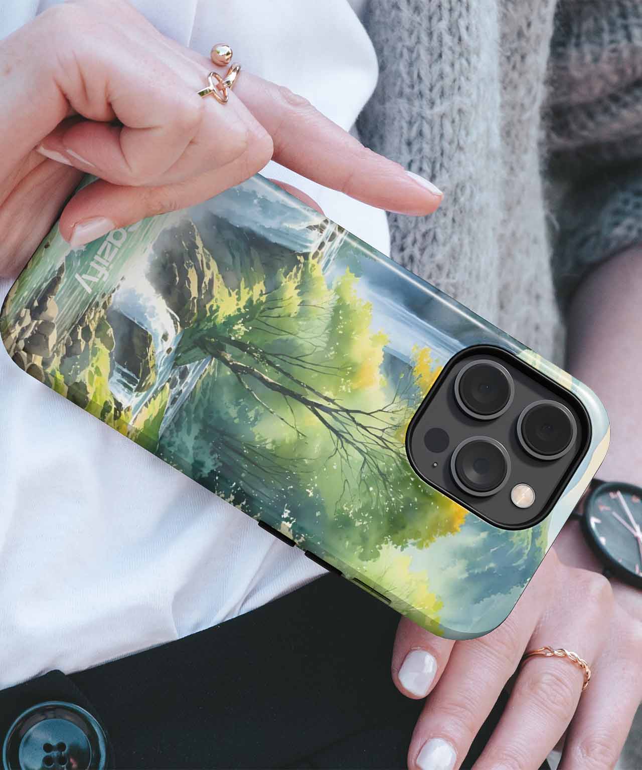 Serene Waterfall Wonderland with Green Haven iPhone case Case Cazify - Delivery Canada