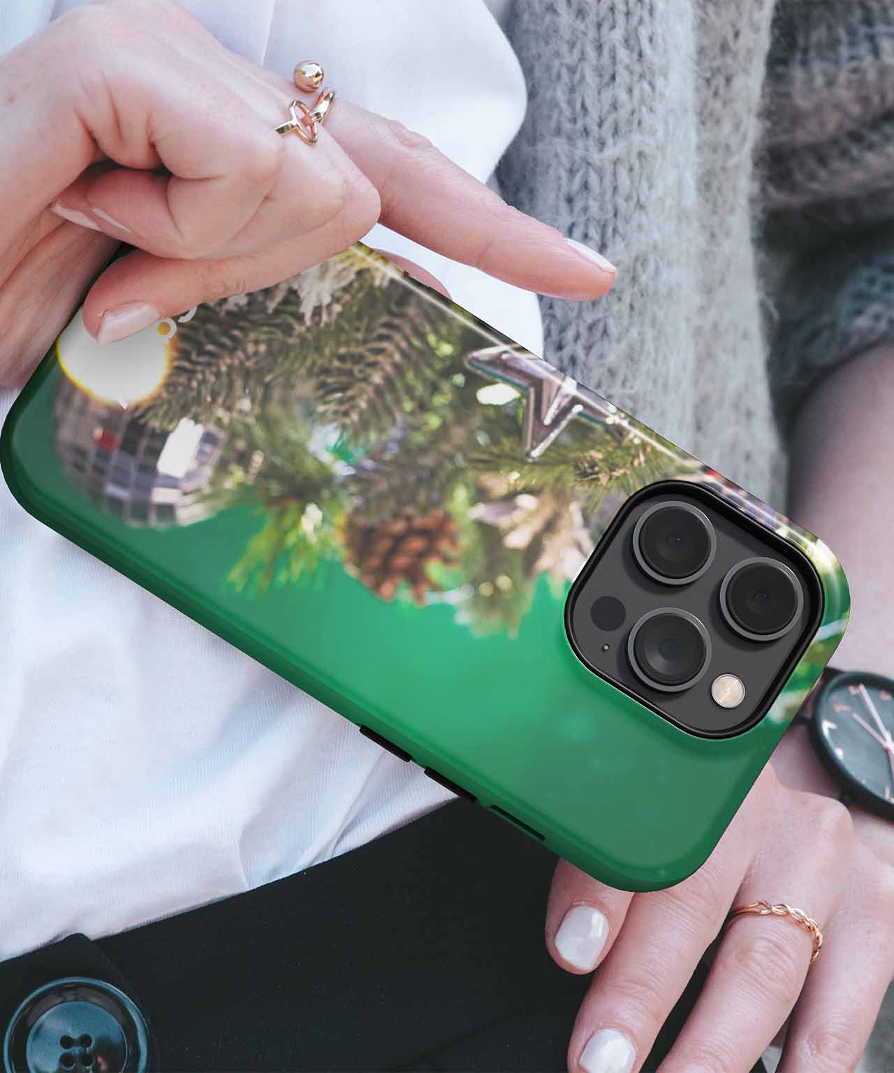 Shiny Christmas Tree Decorations Display iPhone case Case Cazify - Delivery Canada