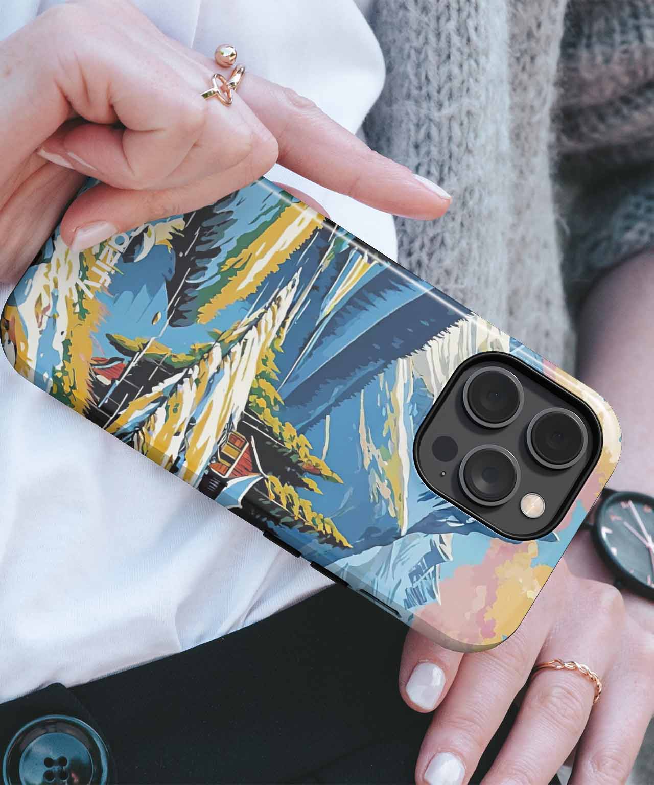 Snowy Mountain Retreat with Cozy Cabin iPhone case Case Cazify - Delivery Canada