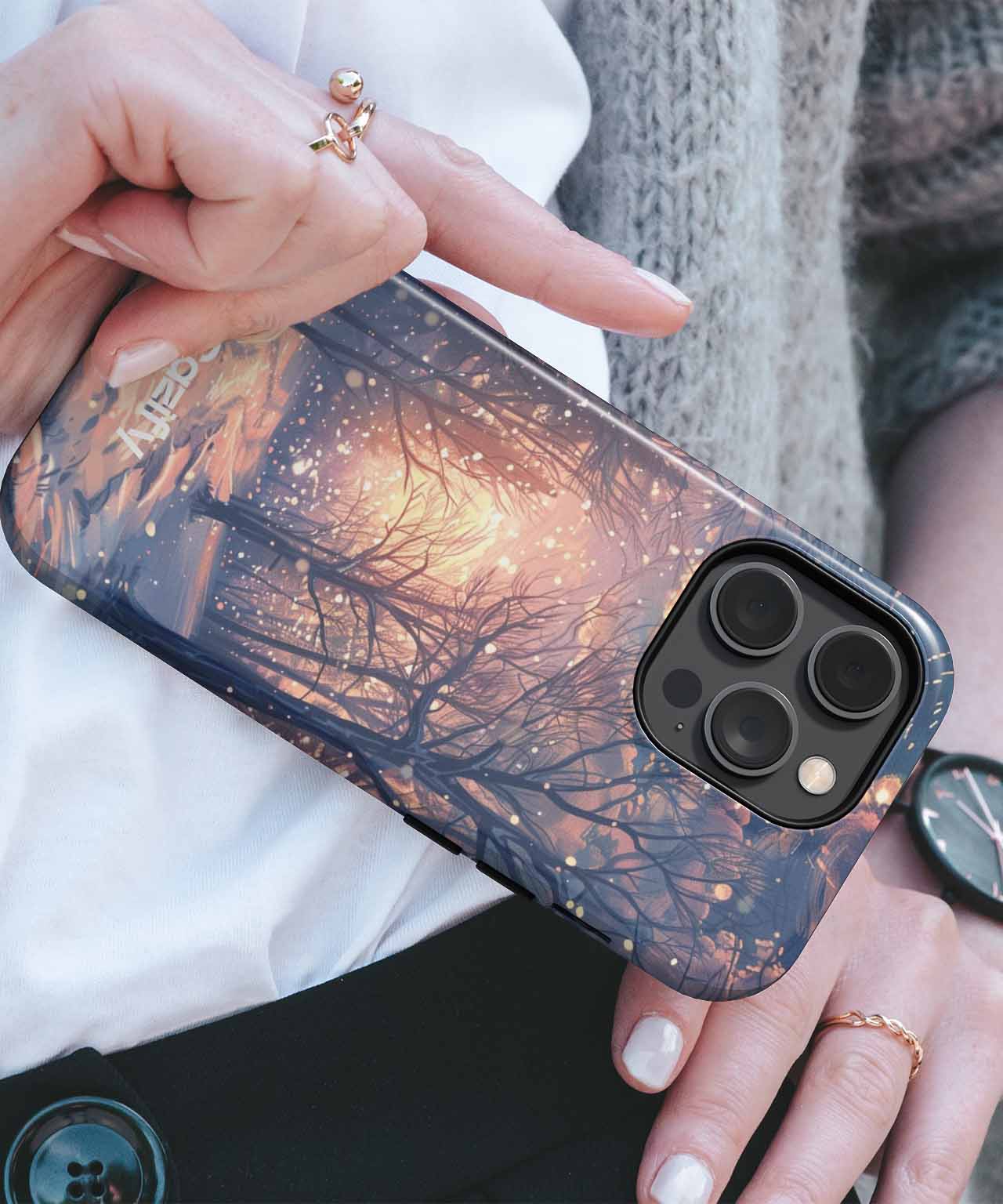 Snowy Winter Wonderland With Twinkling Lights iPhone case Case Cazify - Delivery Canada
