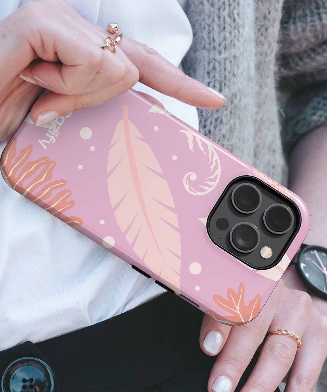 Softly Blushing Leaves Dance on Pink iPhone case Case Cazify - Delivery Canada