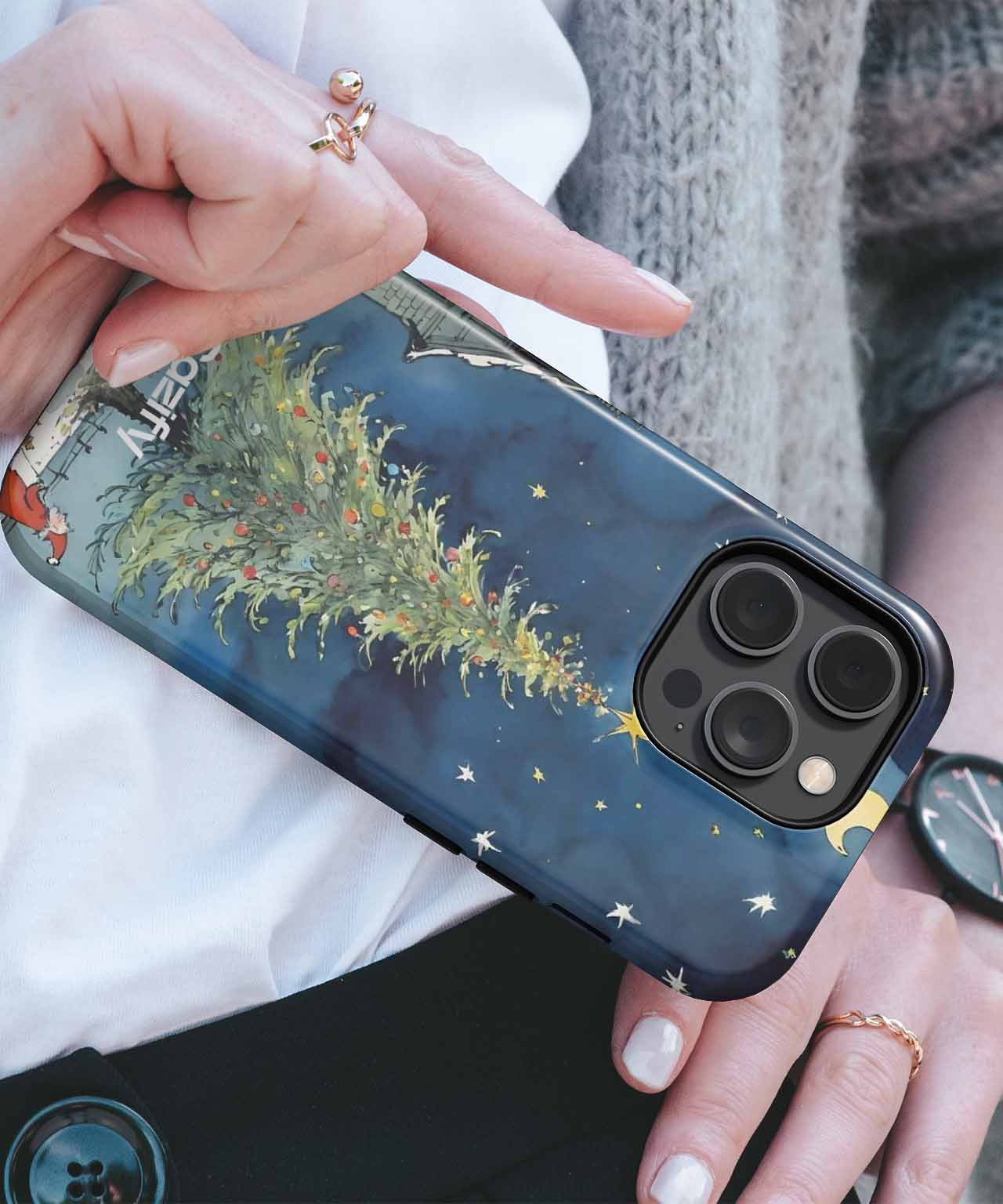 Sparkling Starry Night with Cheerful Tree iPhone case Case Cazify - Delivery Canada