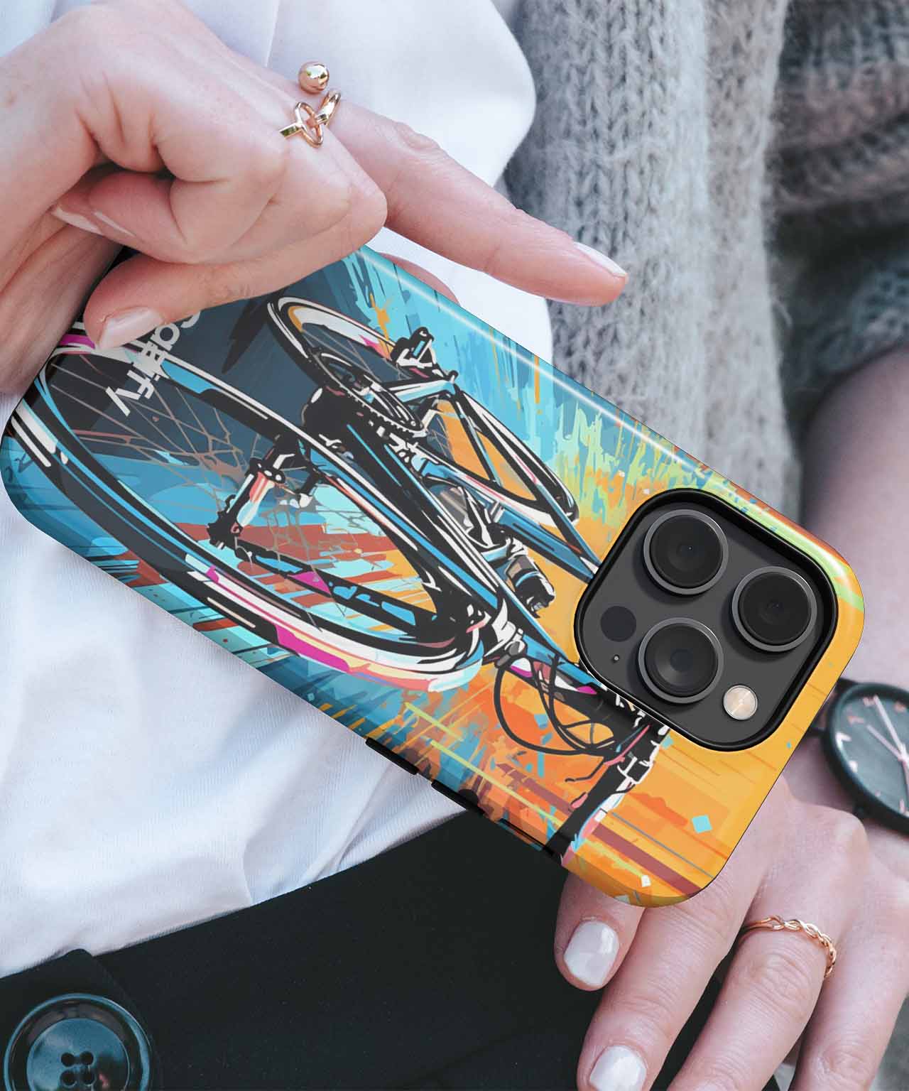 Speedy Colorful Bike Thrills iPhone case Case Cazify - Delivery Canada