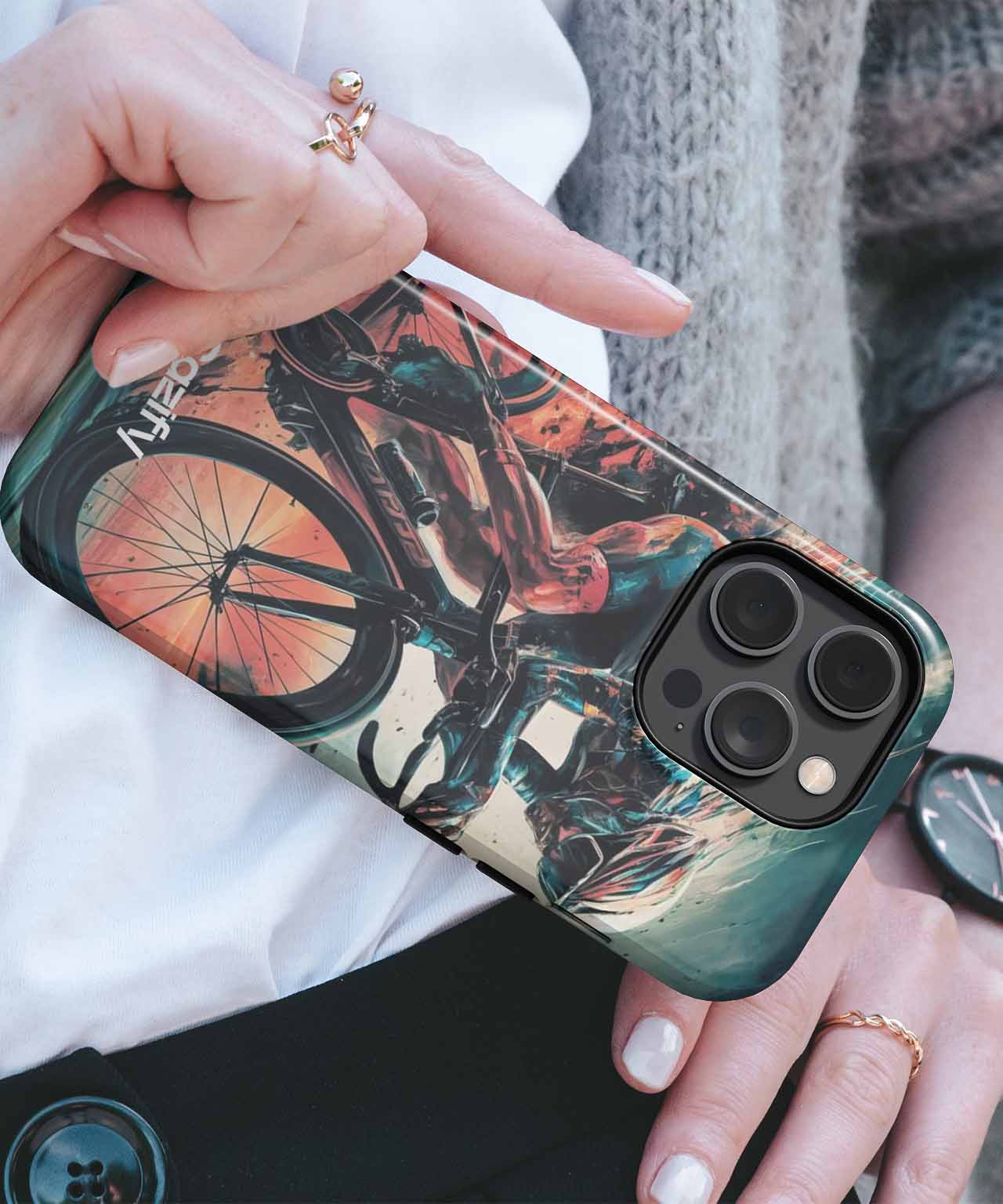 Speedy Cyclist on a Colorful Adventure iPhone case Case Cazify - Delivery Canada