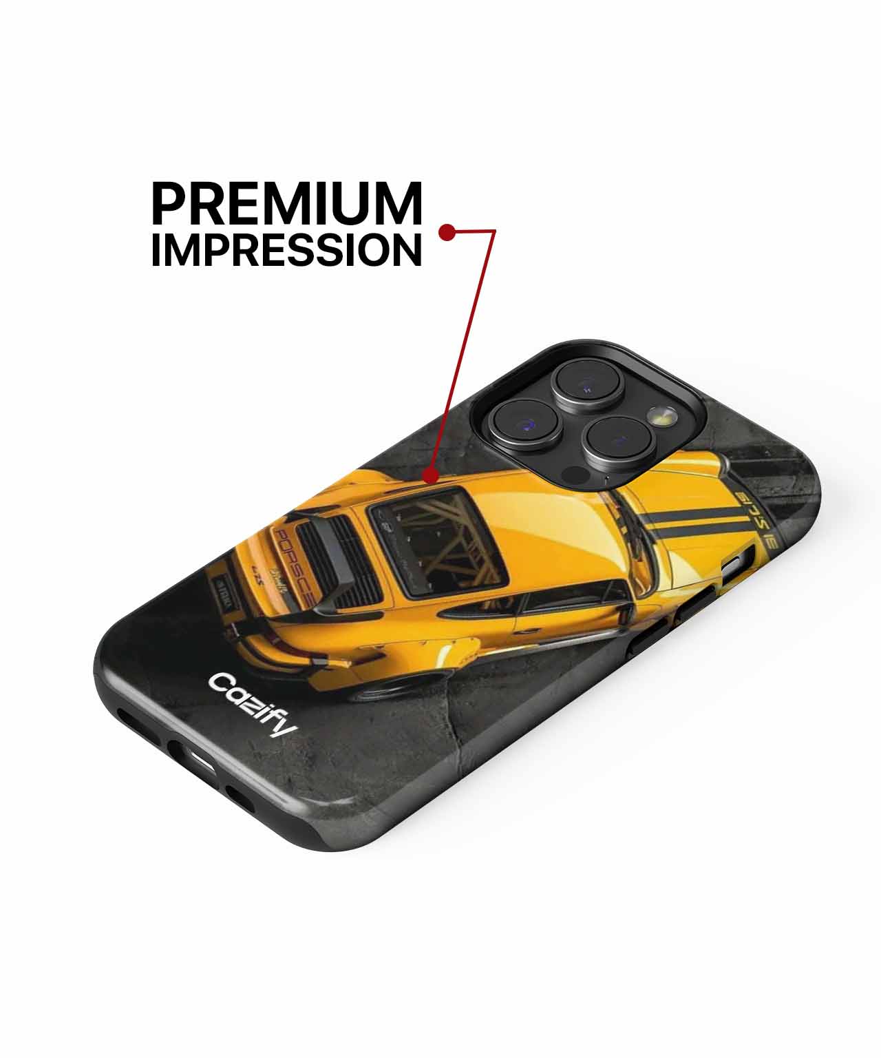 Speedy Yellow Racer with Stripes iPhone case Case Cazify - Delivery Canada