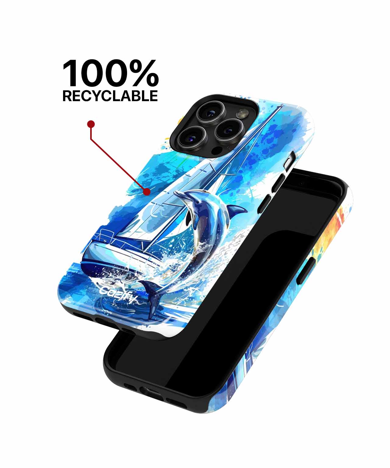 Splashing Dolphin Joyride on a Sailboat iPhone case Case Cazify - Delivery Canada