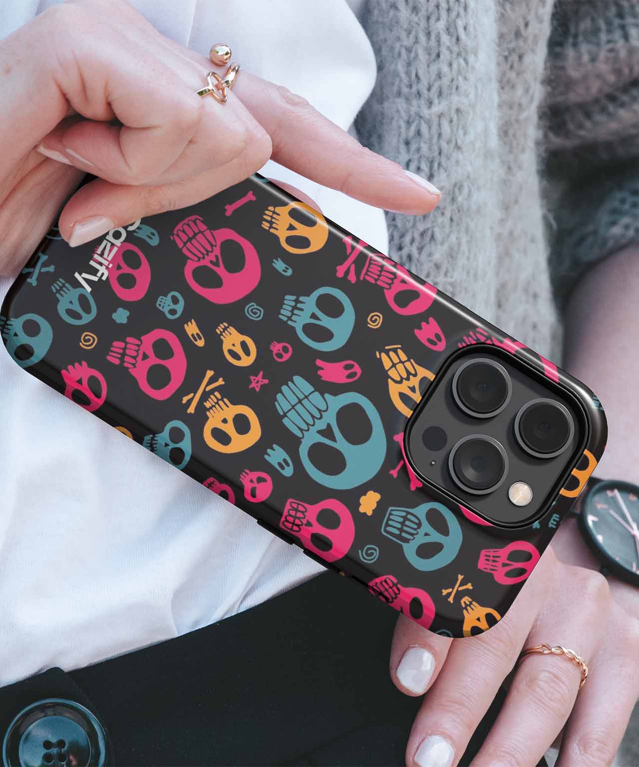 Spooky Colorful Skull Parade iPhone case Case Cazify - Delivery Canada
