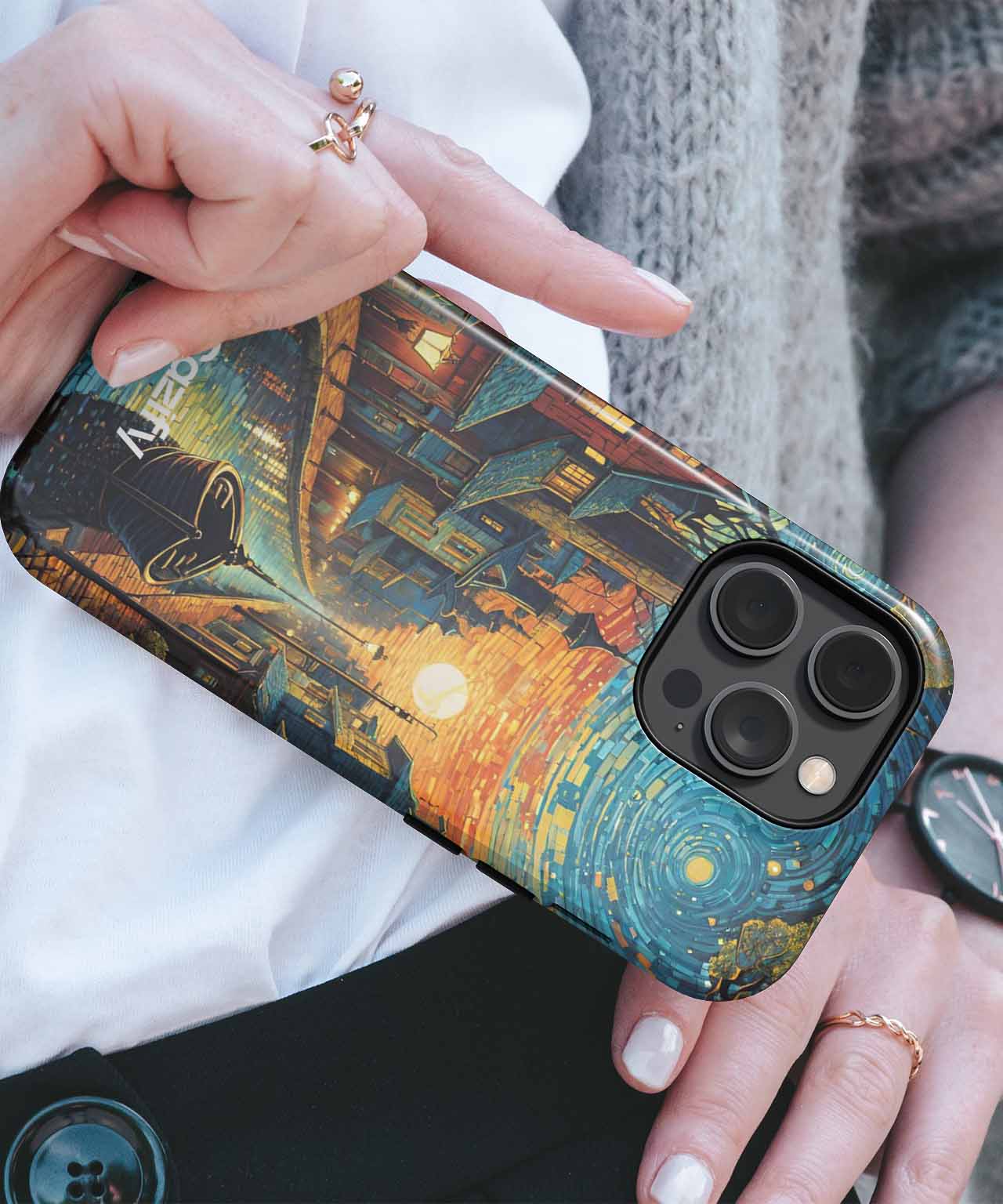 Starry Night in Whimsical Waterfront Wonderland iPhone case Case Cazify - Delivery Canada