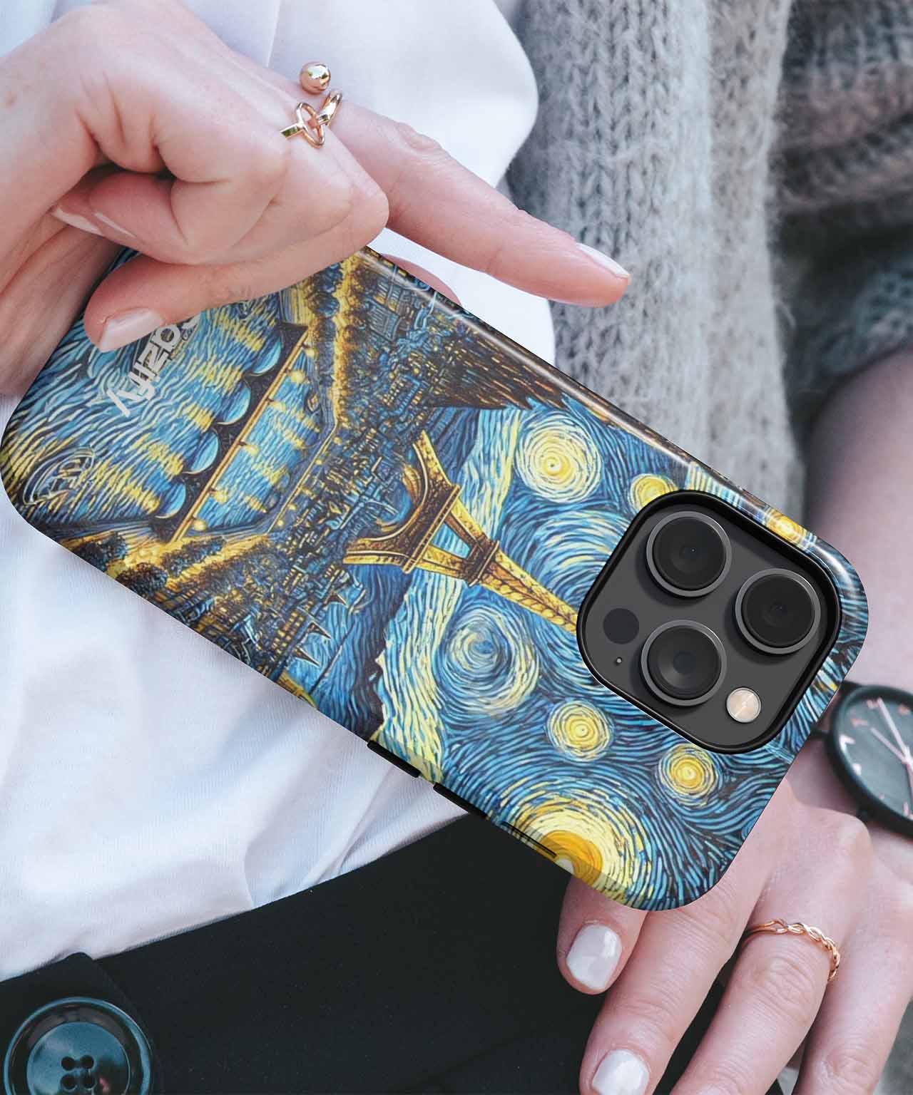 Starry Parisian Night Over Water iPhone case Case Cazify - Delivery Canada
