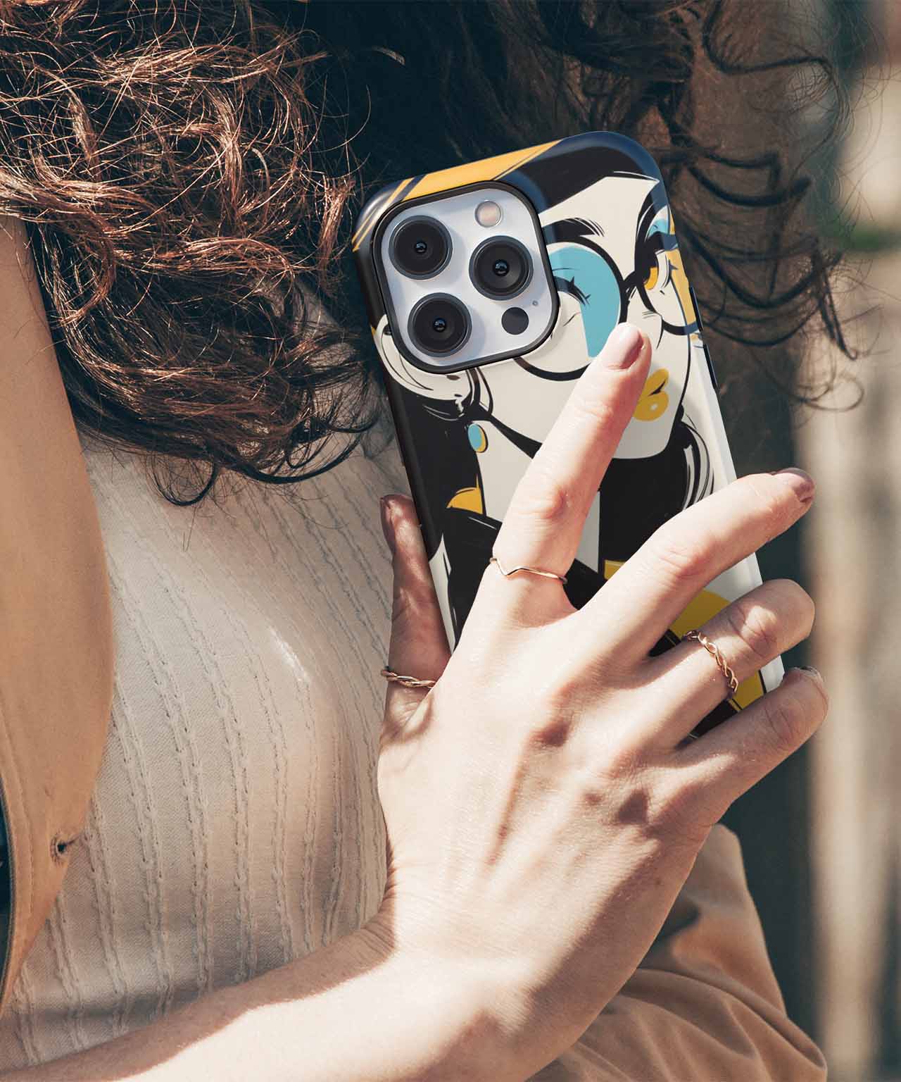 Stylish Blue Glasses and Yellow Hat iPhone case Case Cazify - Delivery Canada
