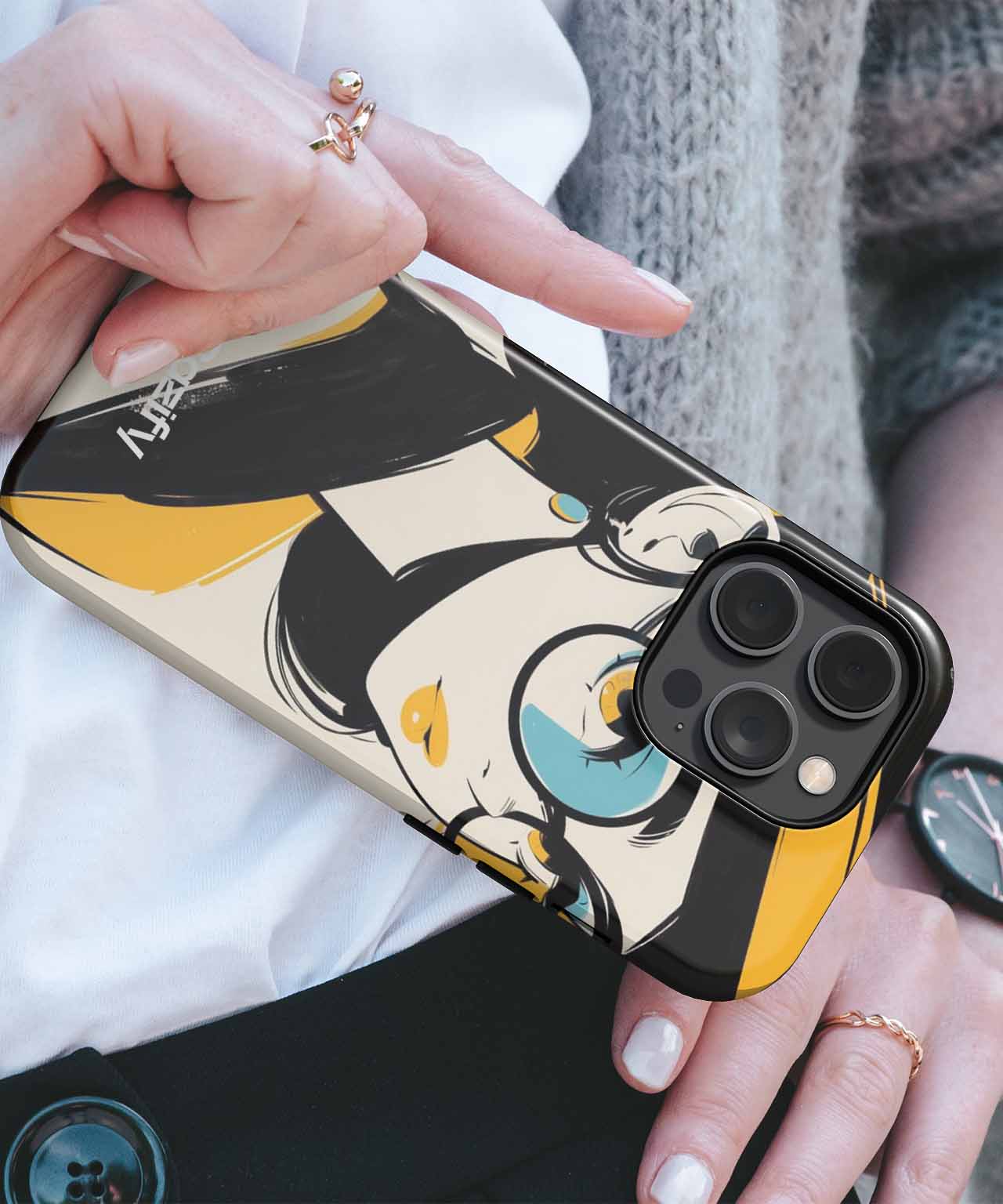 Stylish Blue Glasses and Yellow Hat iPhone case Case Cazify - Delivery Canada