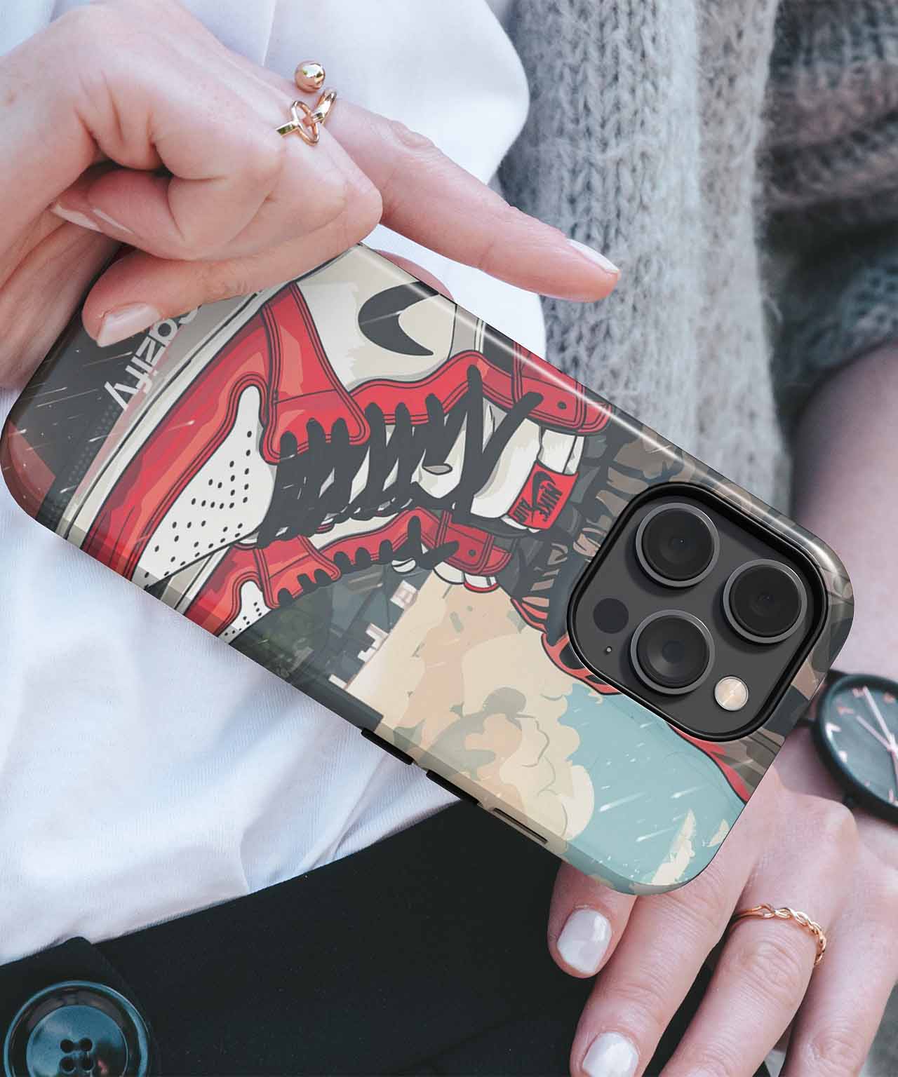 Stylish sneaker adventure on city streets iPhone case Case Cazify - Delivery Canada