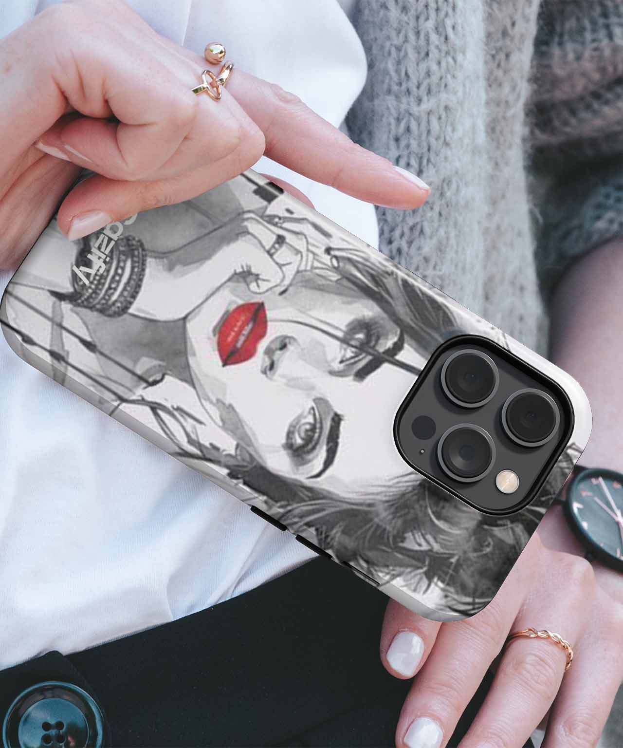 Stylishly Bold Beauty with Red Lips iPhone case Case Cazify - Delivery Canada