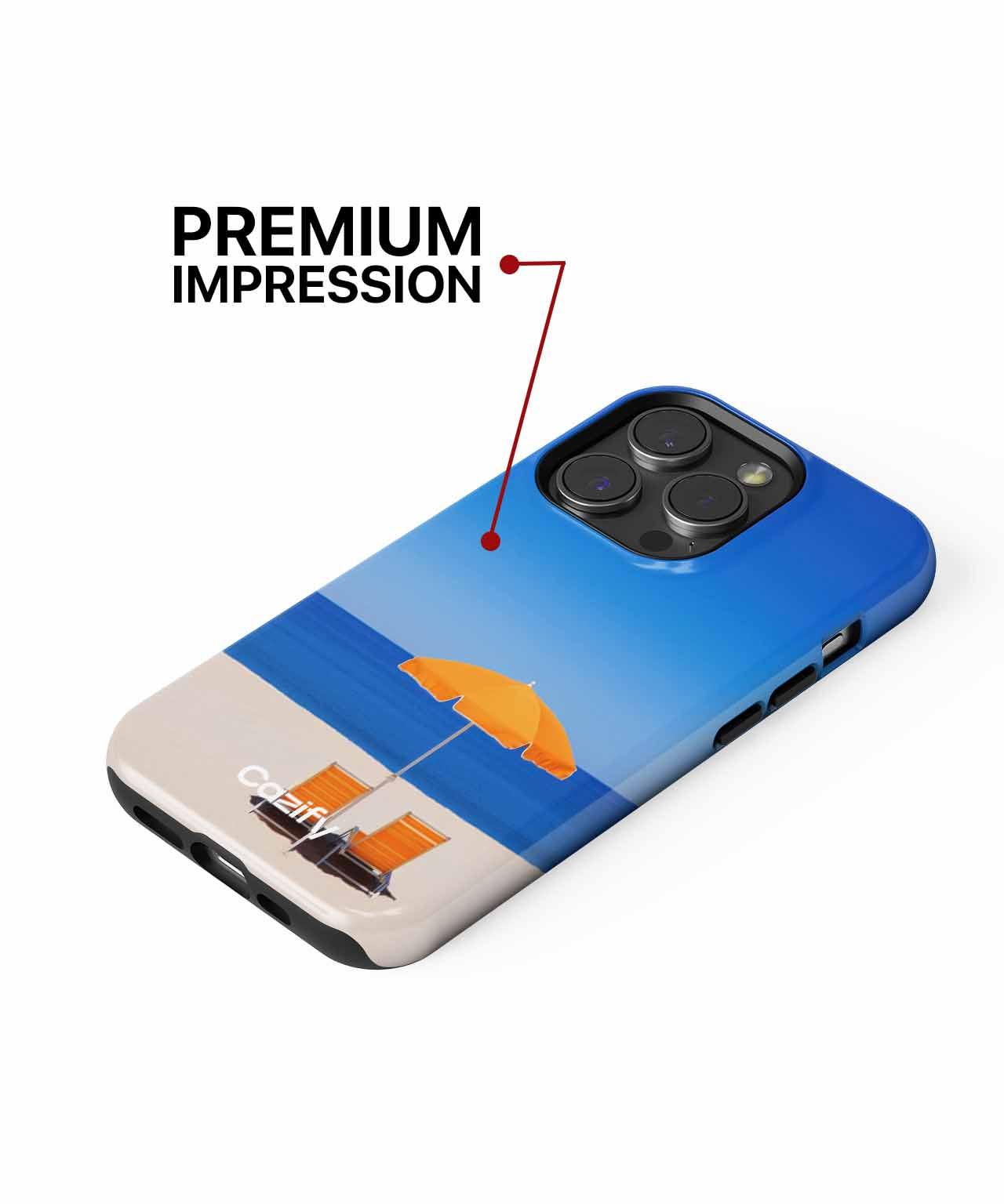 Sunny Beach Relaxation with Orange Umbrella iPhone case Case Cazify - Delivery Canada
