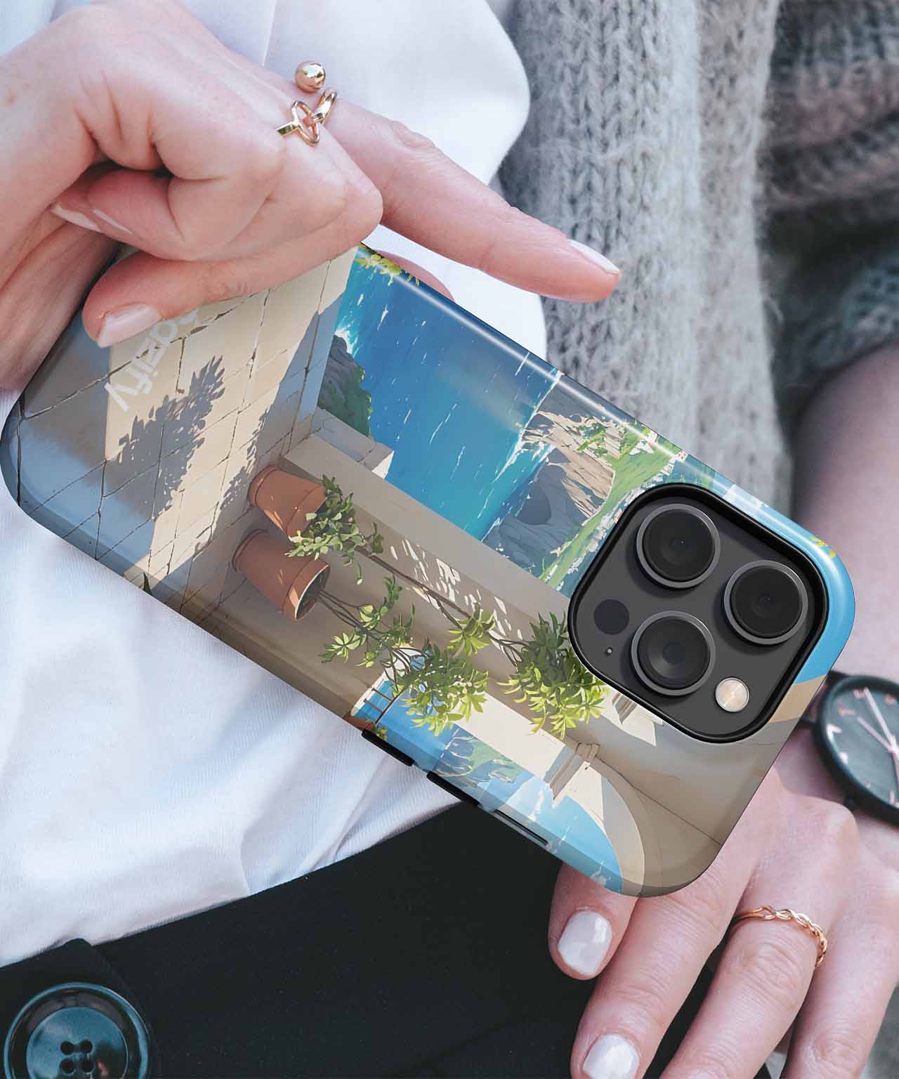 Sunny Coastal Oasis with Plants iPhone case Case Cazify - Delivery Canada